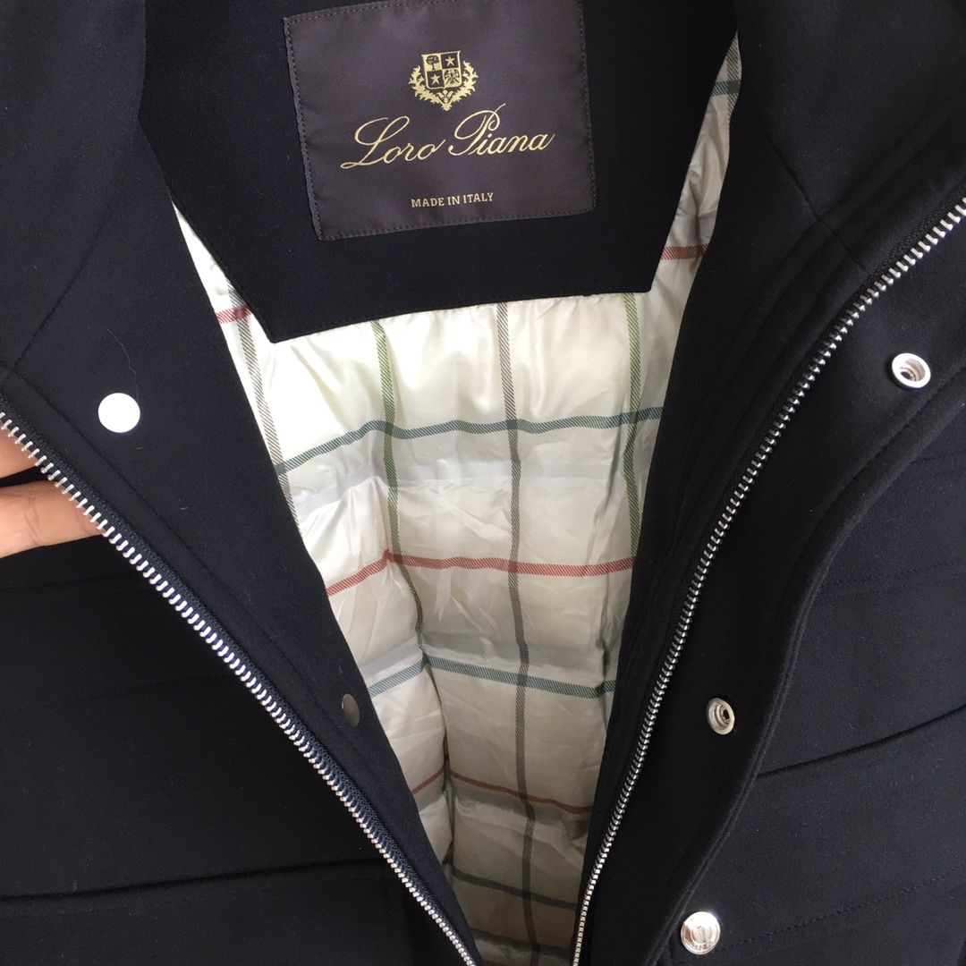 Loro Piana Male Down Jacket Cotton Black Loose Fit M-l-54-48-56-50-52