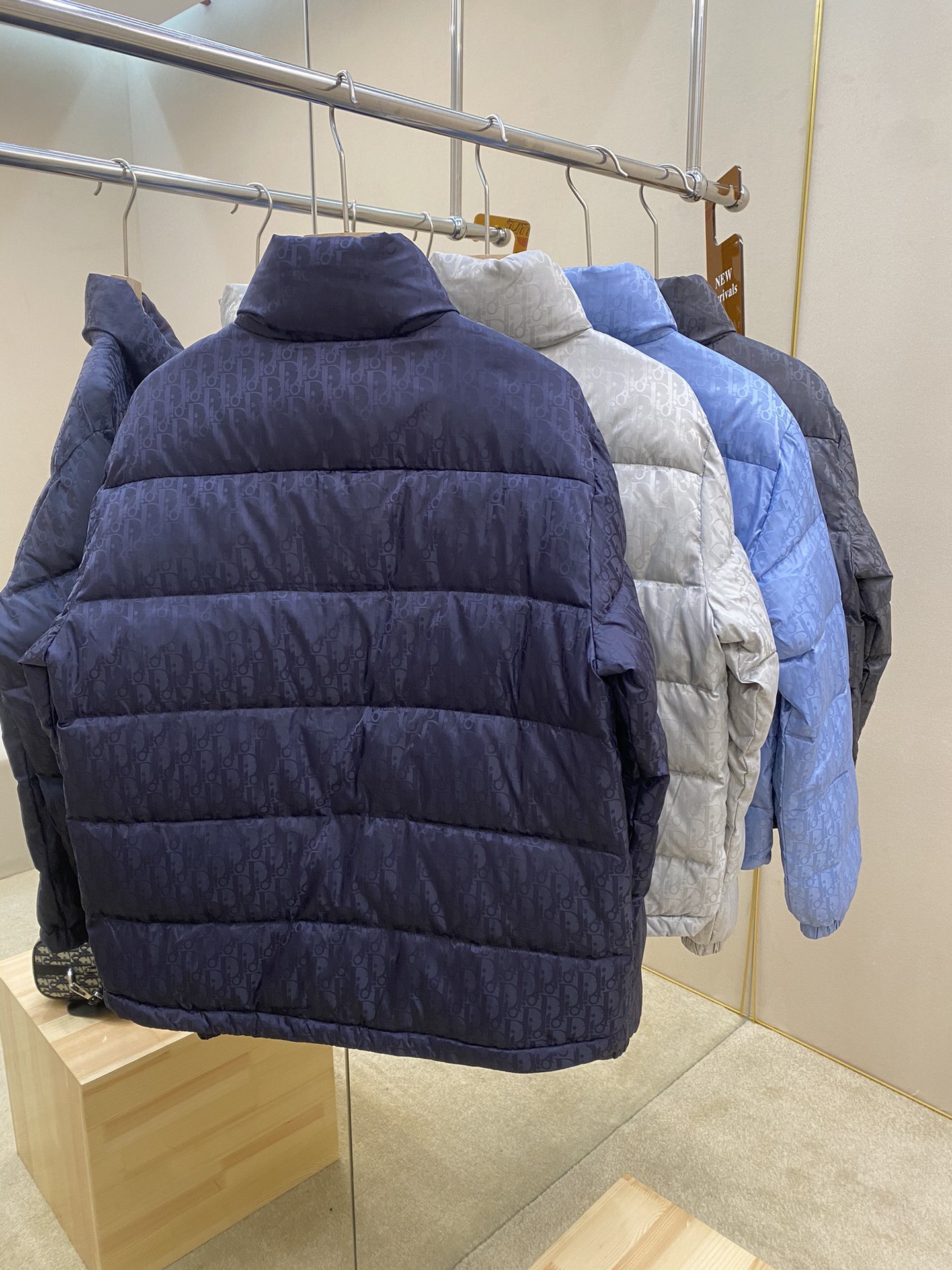 Dior Down Jacket White Duck Down Blue Printed L