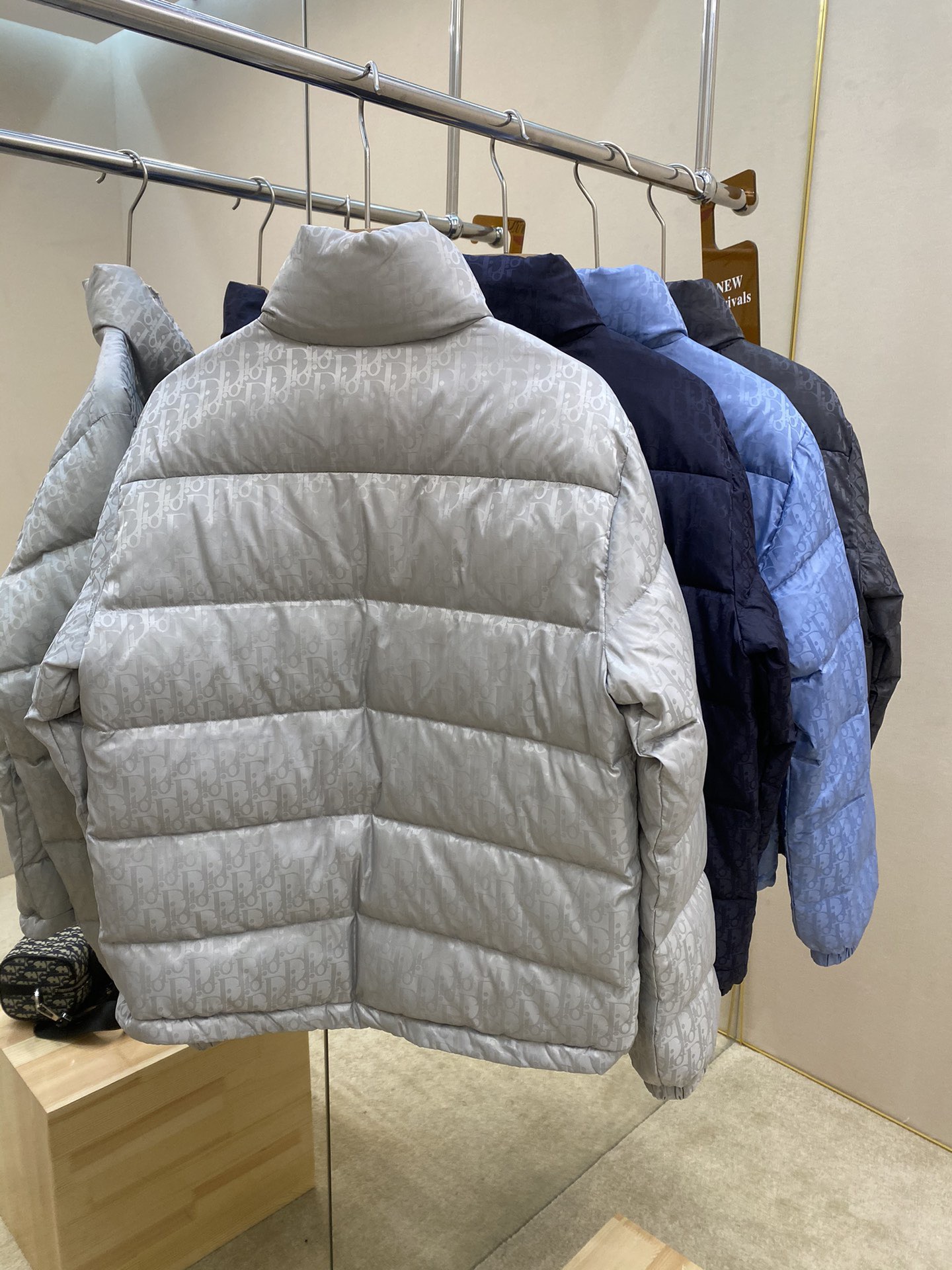 Dior Down Jacket White Duck Down Blue Printed L