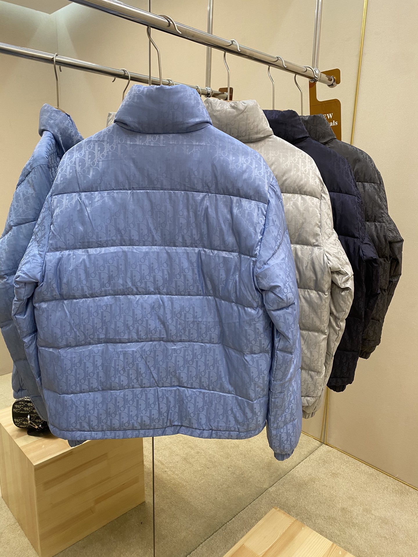 Dior Down Jacket White Duck Down Blue Printed L