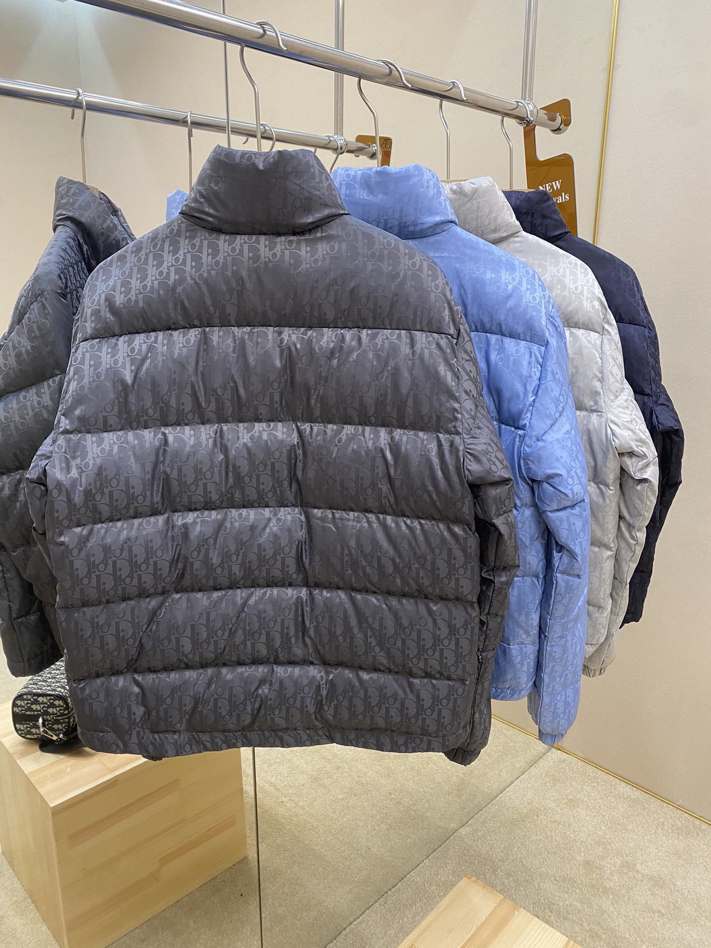 Dior Down Jacket White Duck Down Blue Printed L