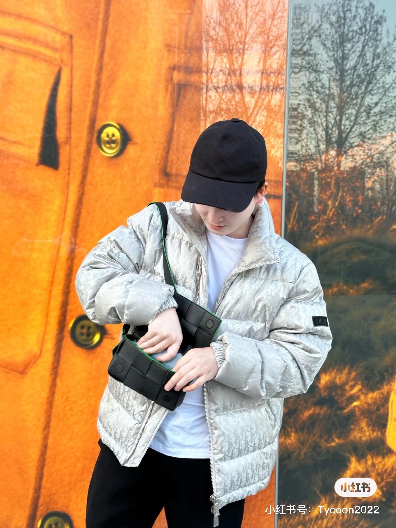 Dior Down Jacket White Duck Down Blue Printed L
