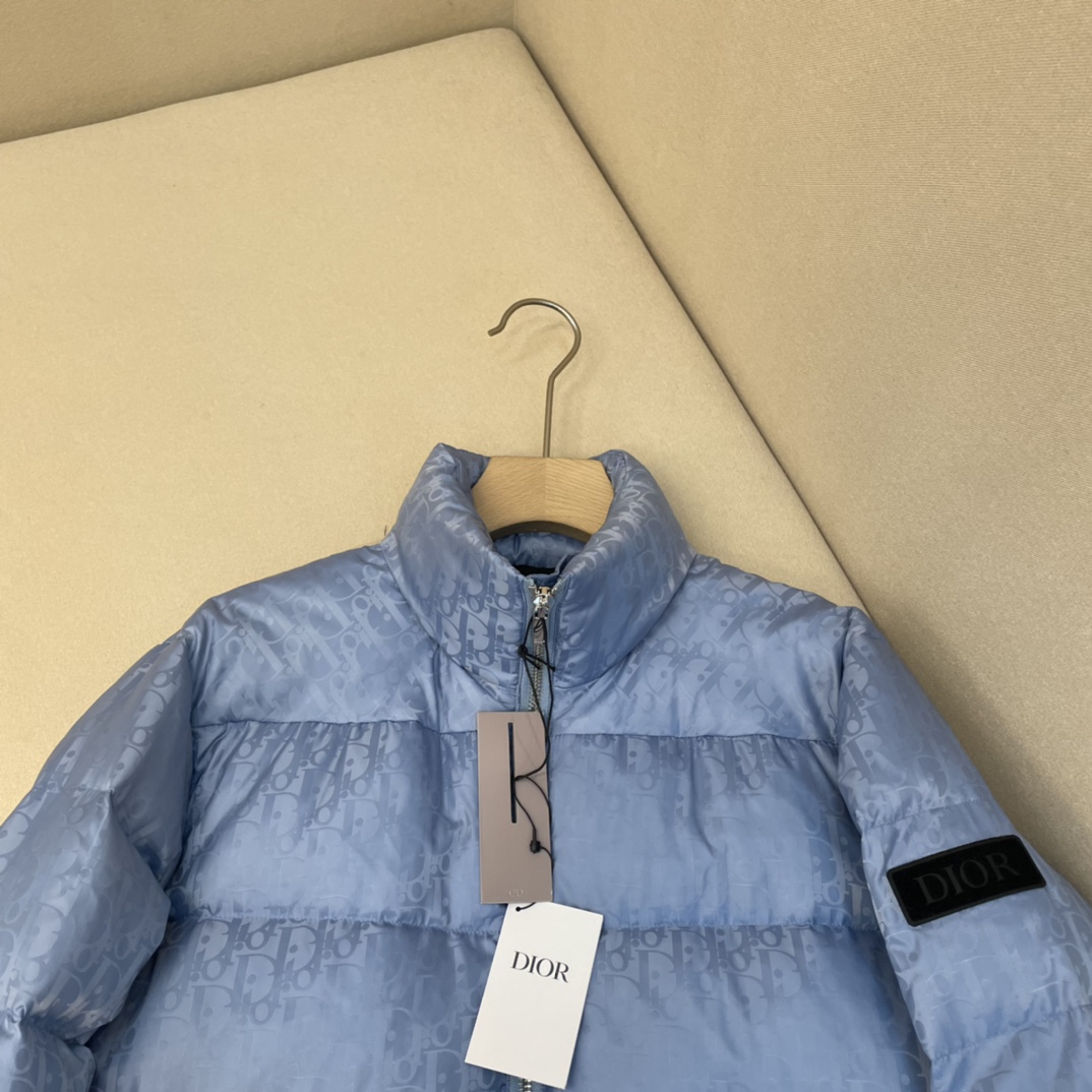 Dior Down Jacket White Duck Down Blue Printed L