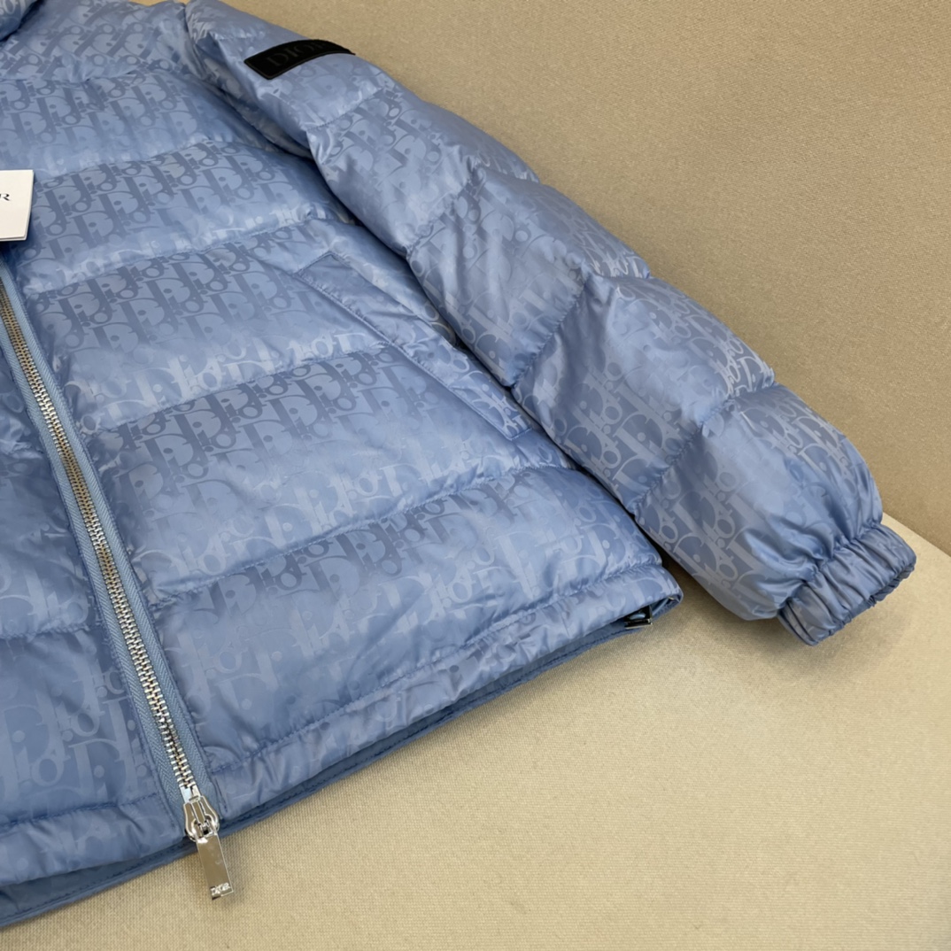 Dior Down Jacket White Duck Down Blue Printed L