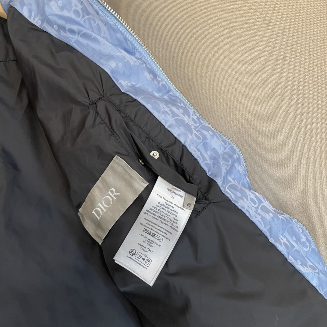 Dior Down Jacket White Duck Down Blue Printed L