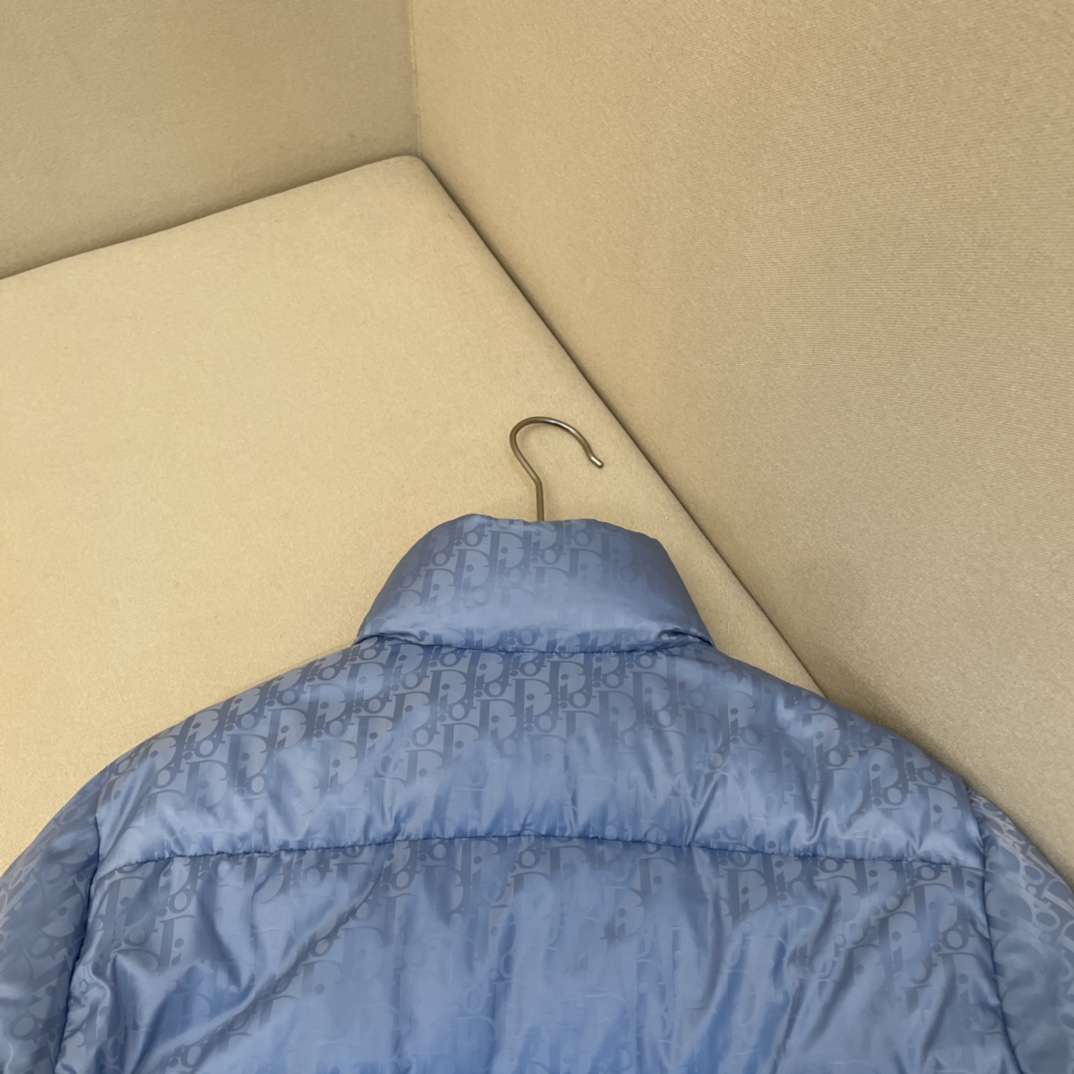 Dior Down Jacket White Duck Down Blue Printed L