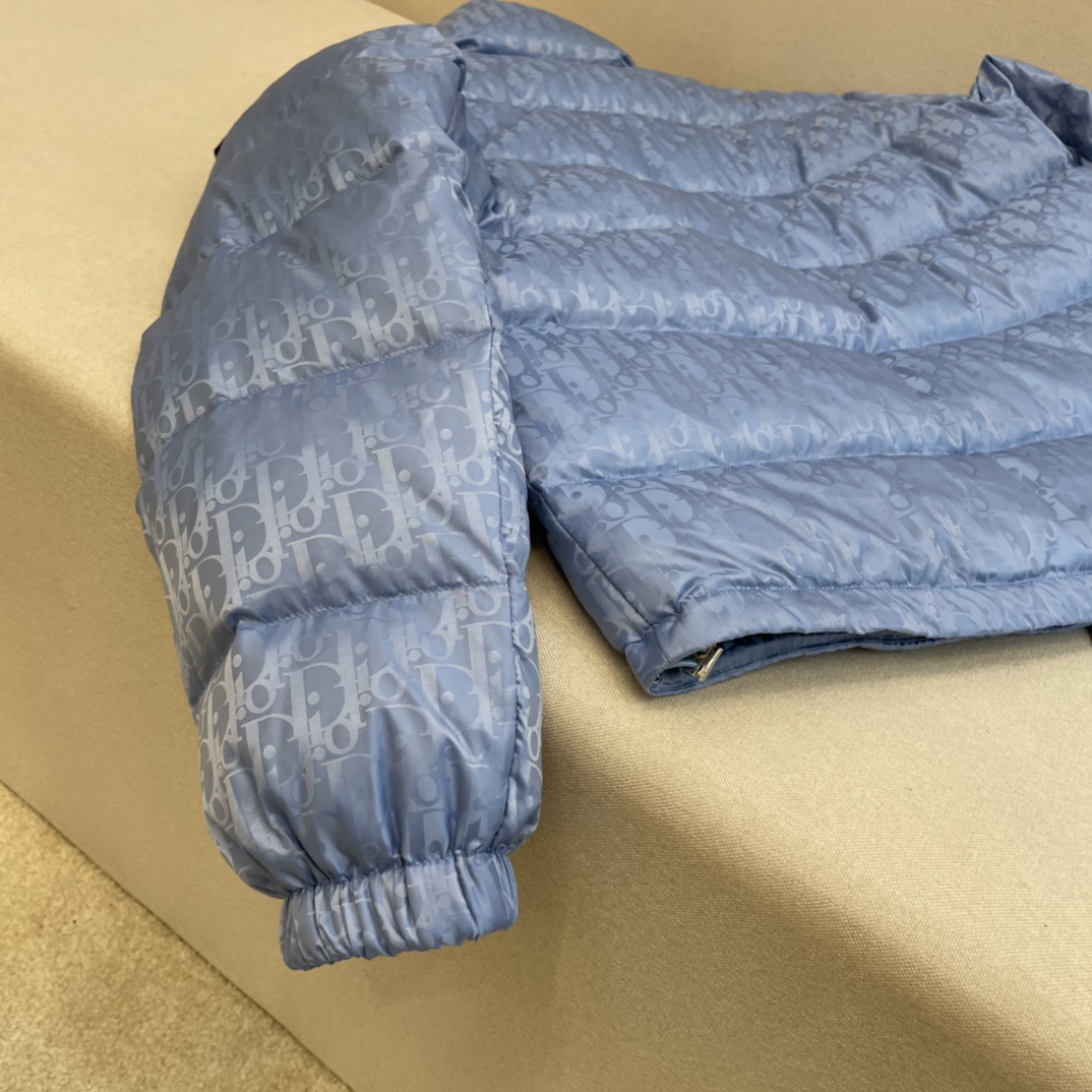 Dior Down Jacket White Duck Down Blue Printed L