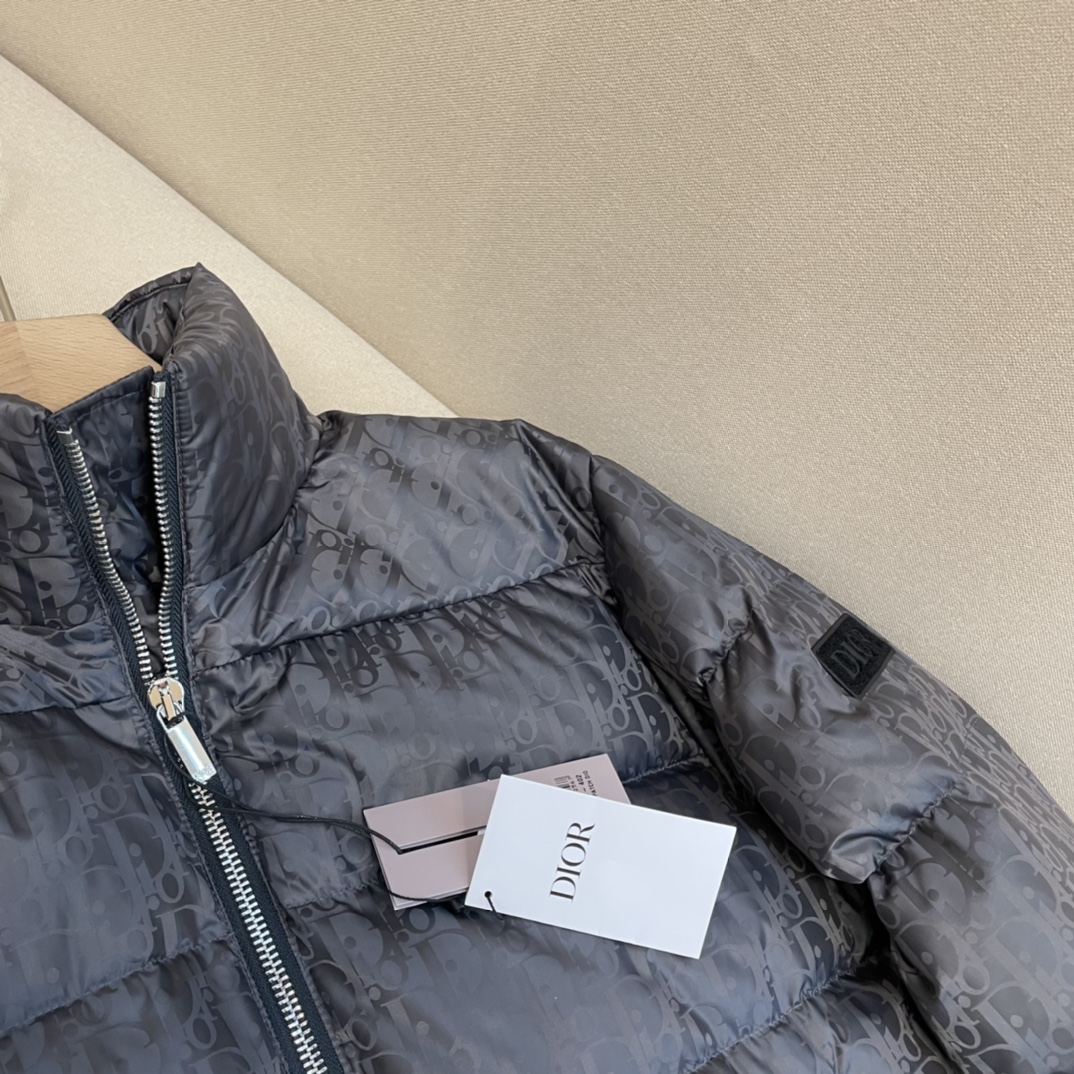 Dior Down Jacket White Duck Down Blue Printed L
