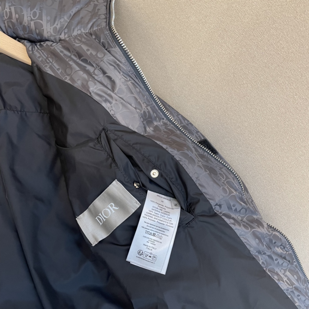 Dior Down Jacket White Duck Down Blue Printed L