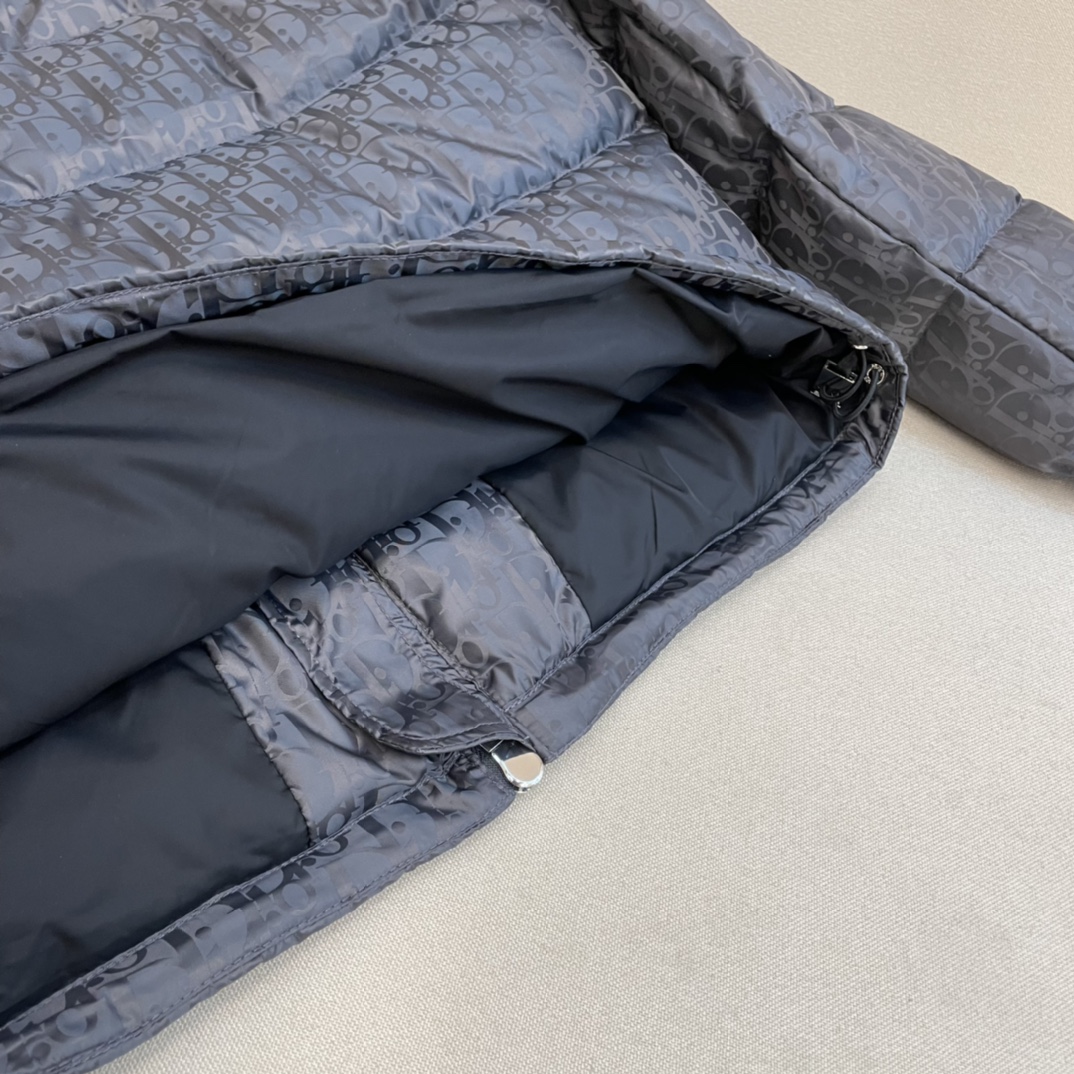Dior Down Jacket White Duck Down Blue Printed L