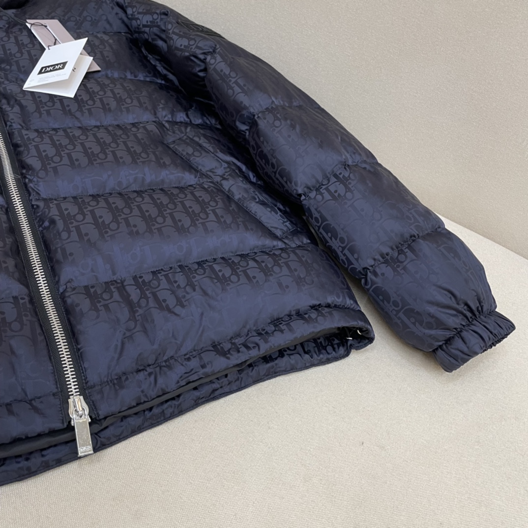 Dior Down Jacket White Duck Down Blue Printed L