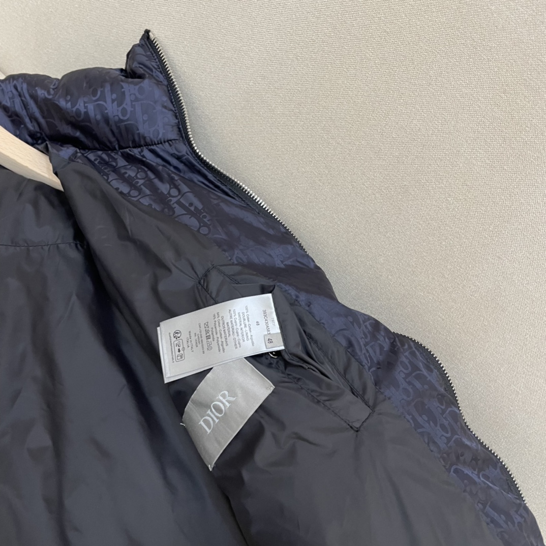 Dior Down Jacket White Duck Down Blue Printed L