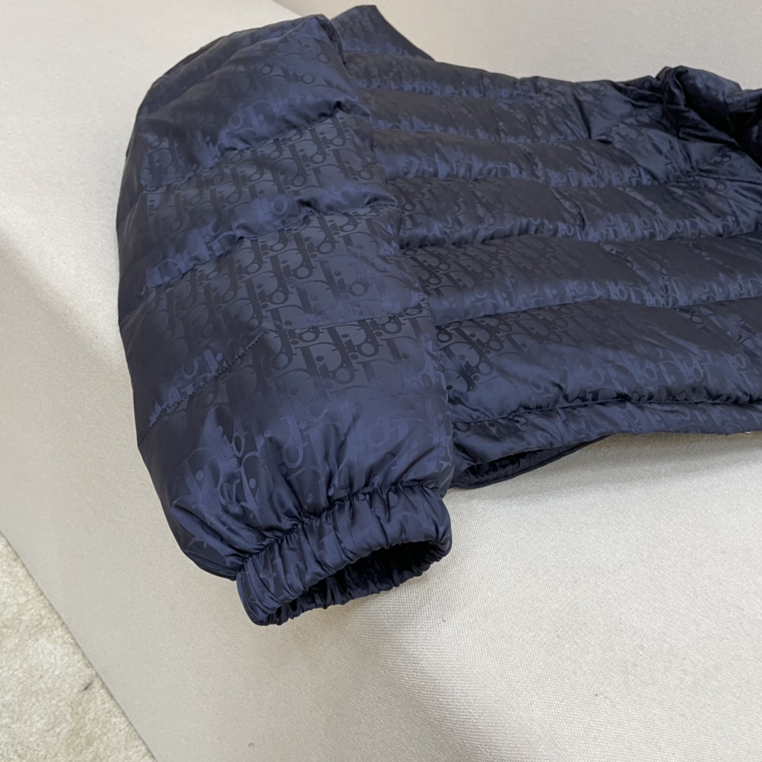 Dior Down Jacket White Duck Down Blue Printed L