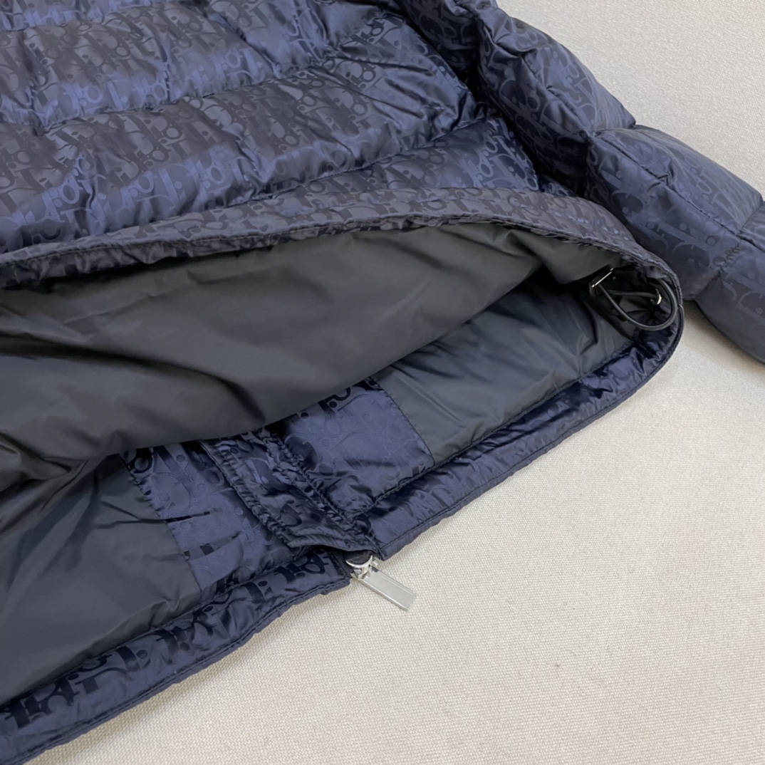 Dior Down Jacket White Duck Down Blue Printed L