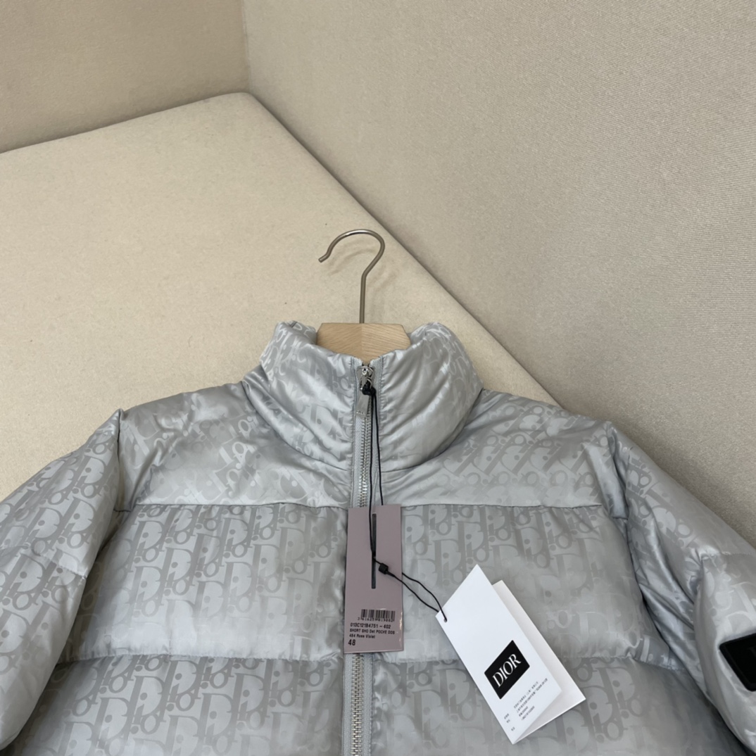 Dior Down Jacket White Duck Down Blue Printed L