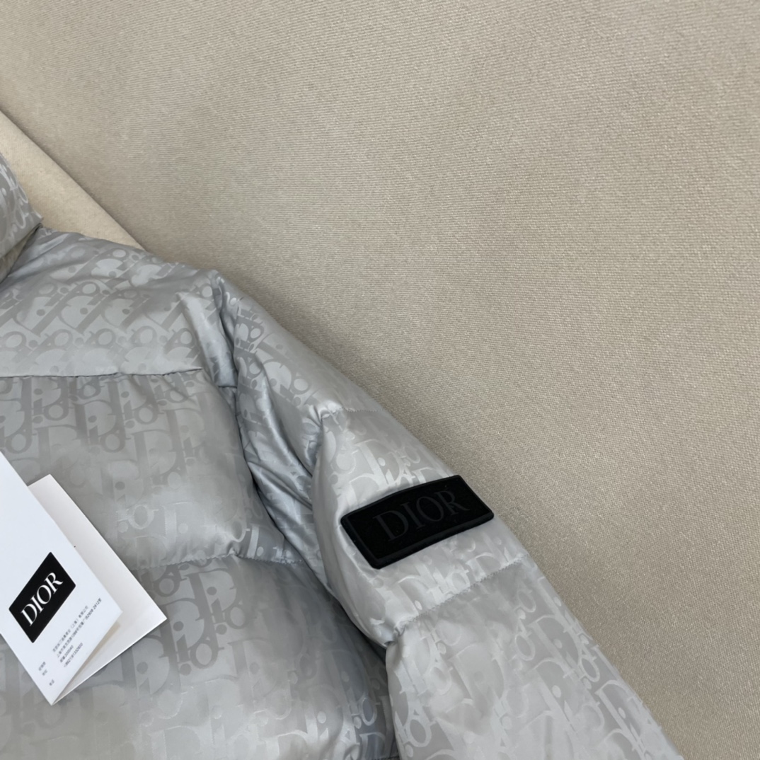 Dior Down Jacket White Duck Down Blue Printed L