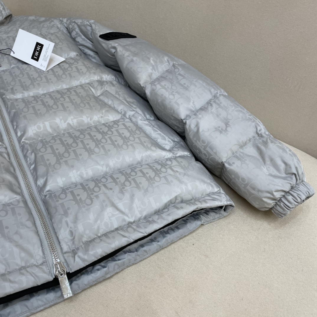 Dior Down Jacket White Duck Down Blue Printed L