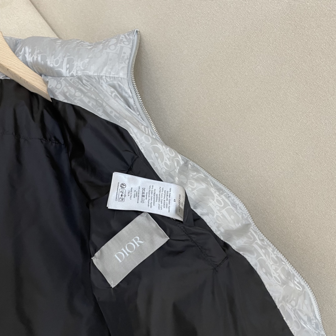 Dior Down Jacket White Duck Down Blue Printed L