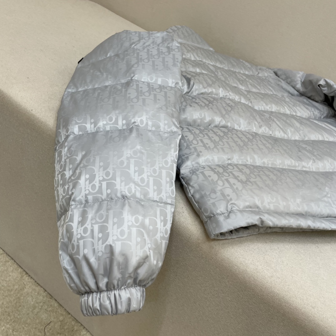 Dior Down Jacket White Duck Down Blue Printed L