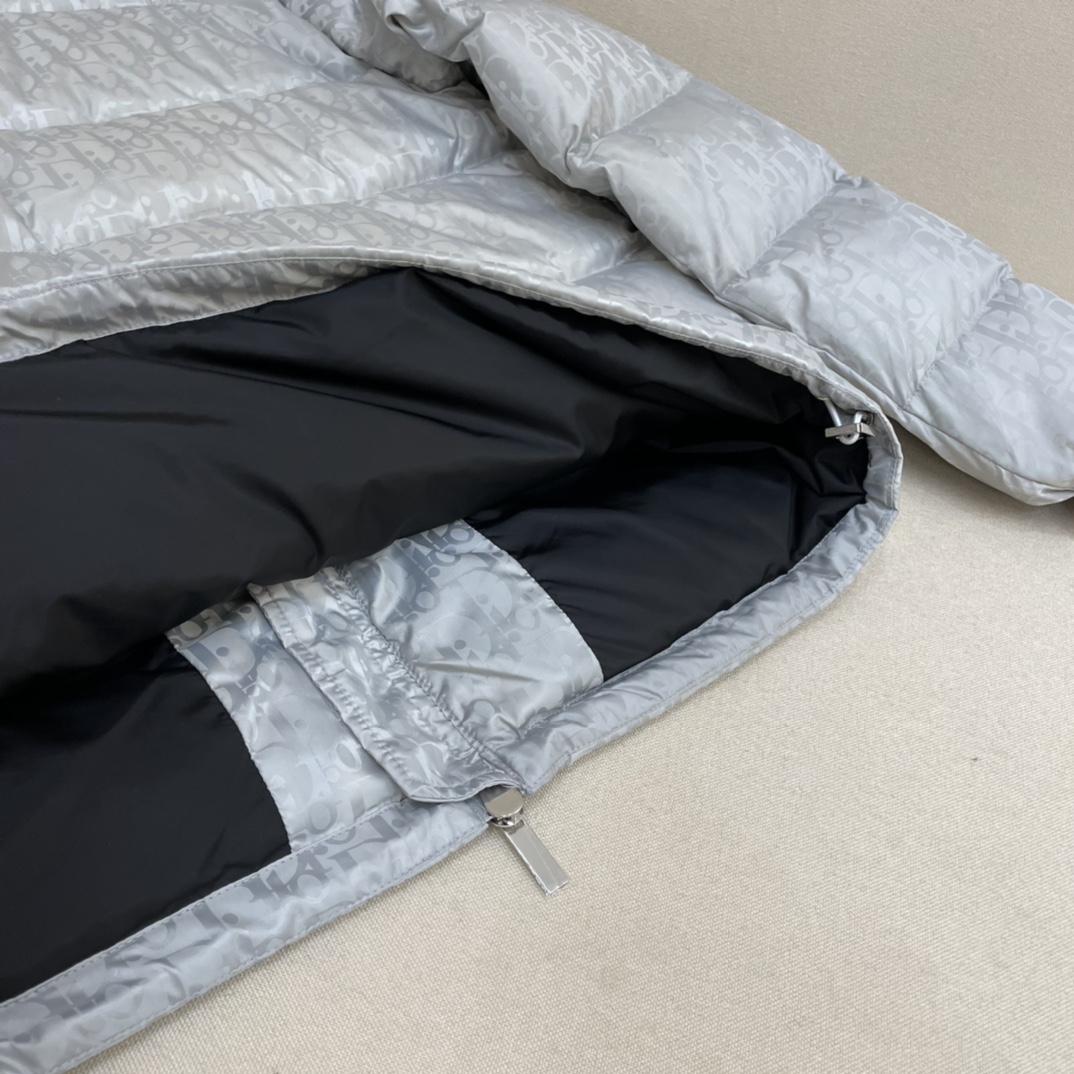 Dior Down Jacket White Duck Down Blue Printed L