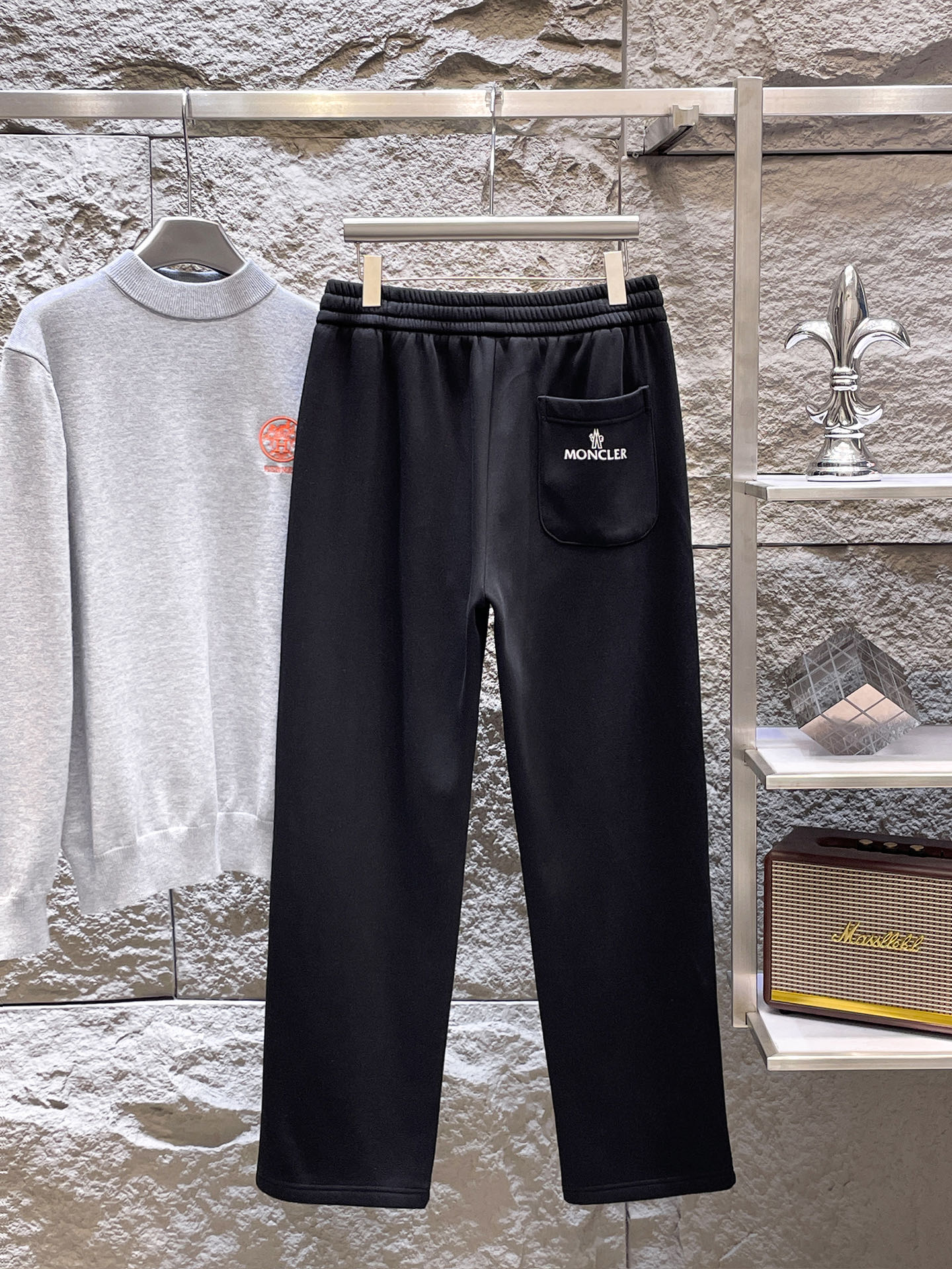 Moncler Basic Clothing Cotton Black Fleece Lined S-m-l-xl