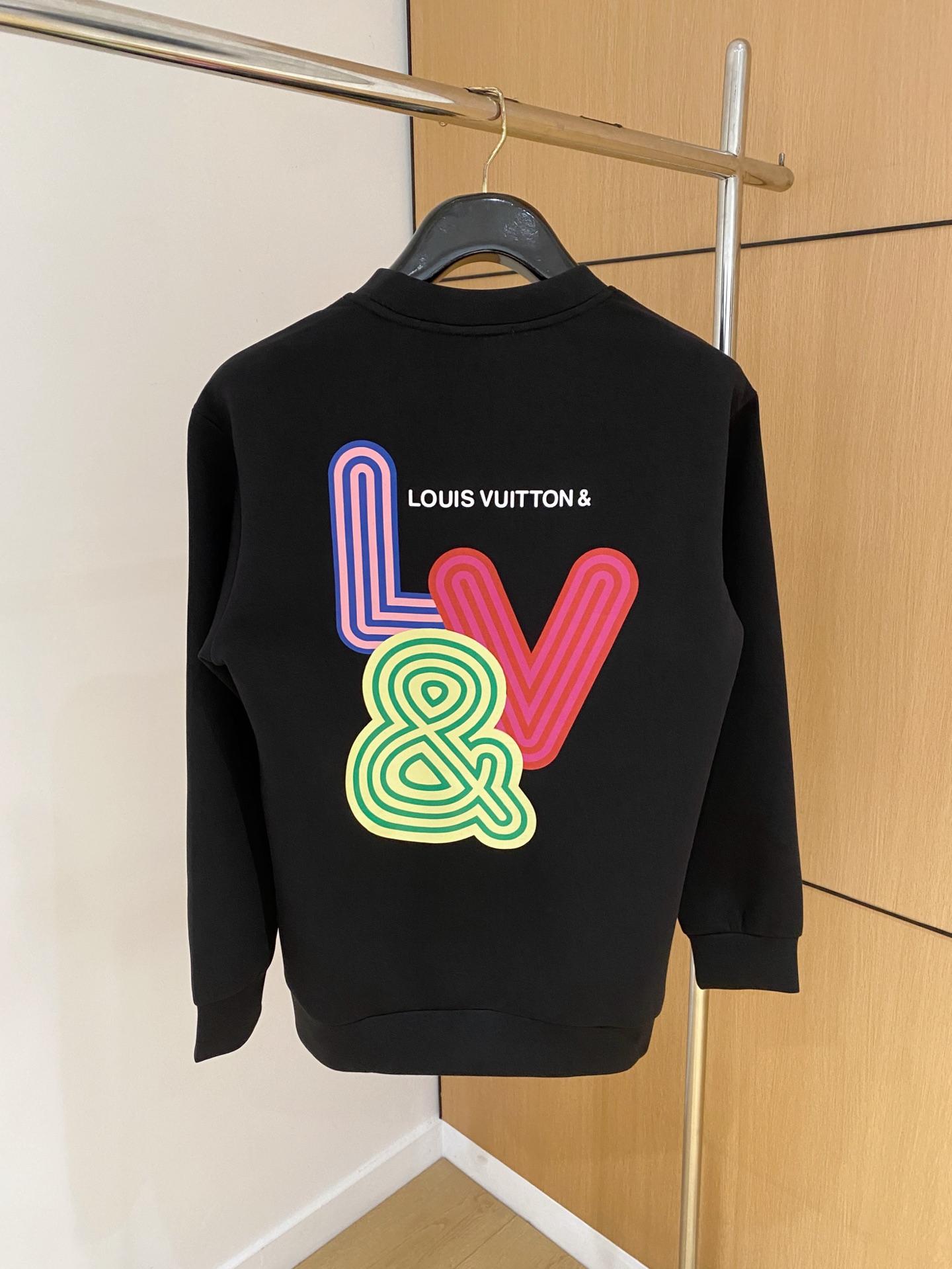 Louis Vuitton Male Hoodie Cotton Black Xs-s-m-l