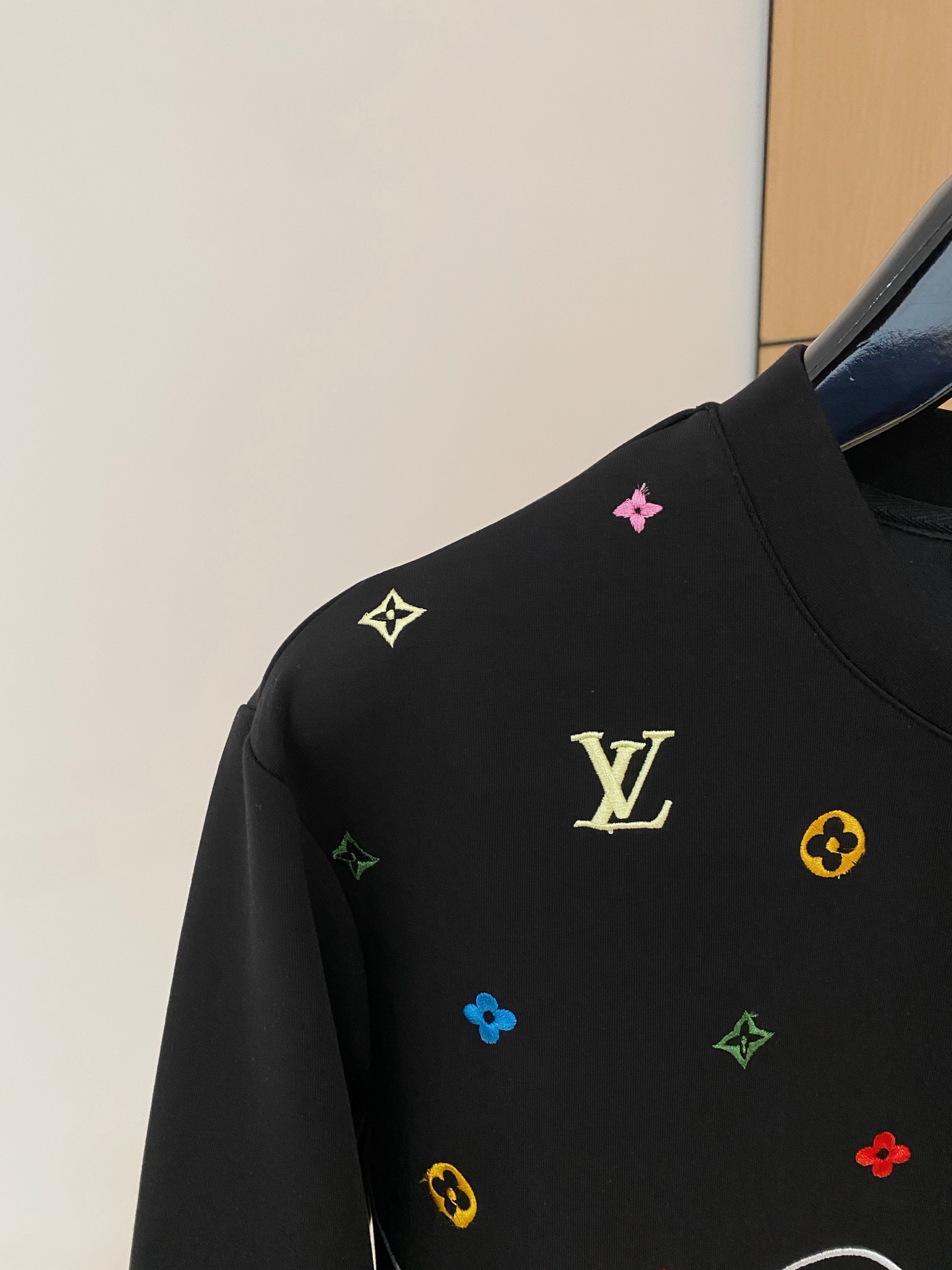 Louis Vuitton Male Hoodie Cotton Black Xs-s-m-l