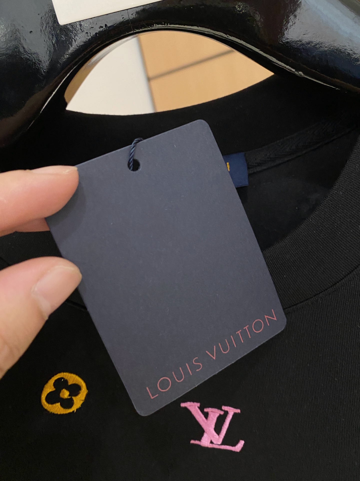 Louis Vuitton Male Hoodie Cotton Black Xs-s-m-l