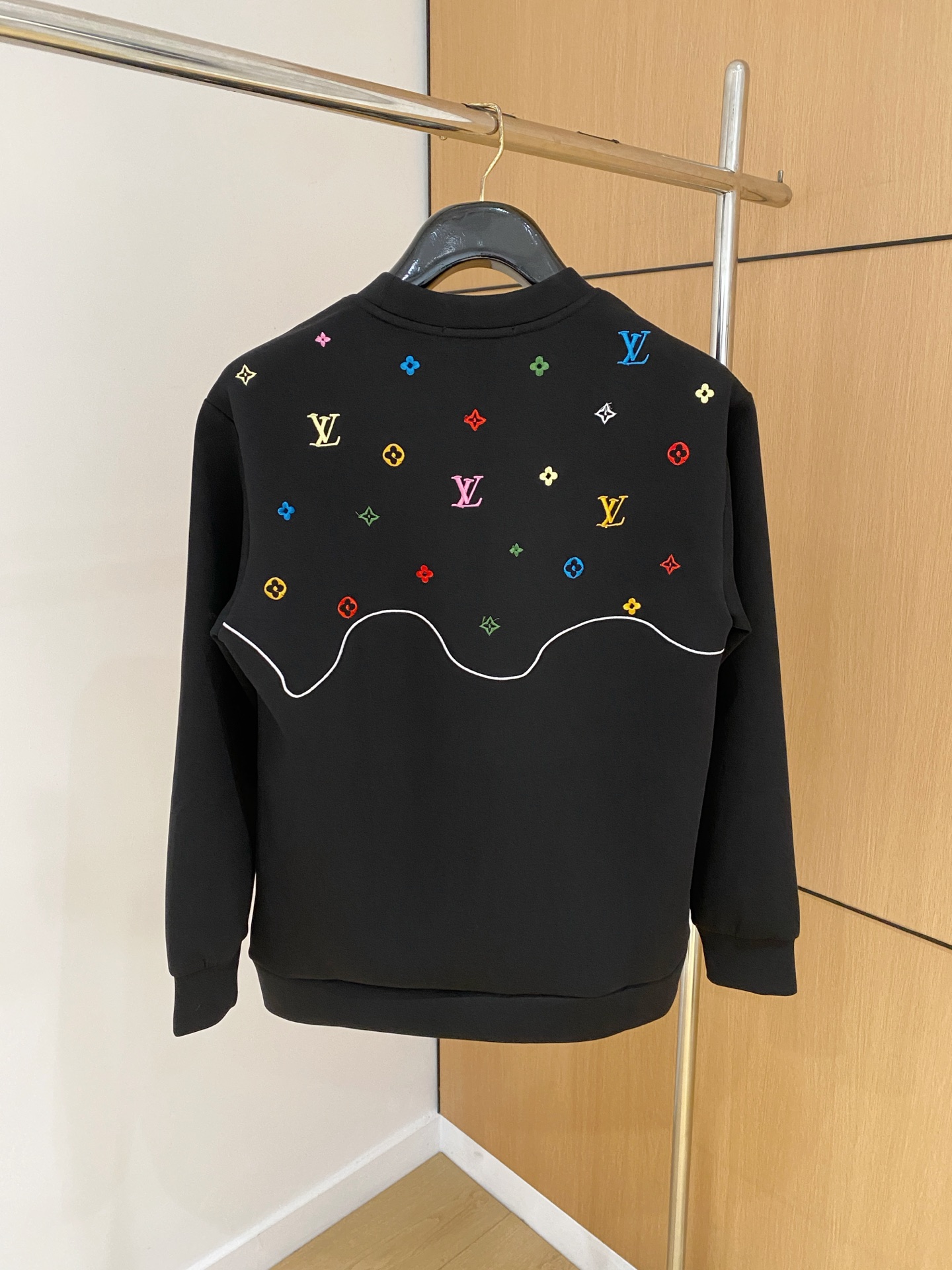 Louis Vuitton Male Hoodie Cotton Black Xs-s-m-l