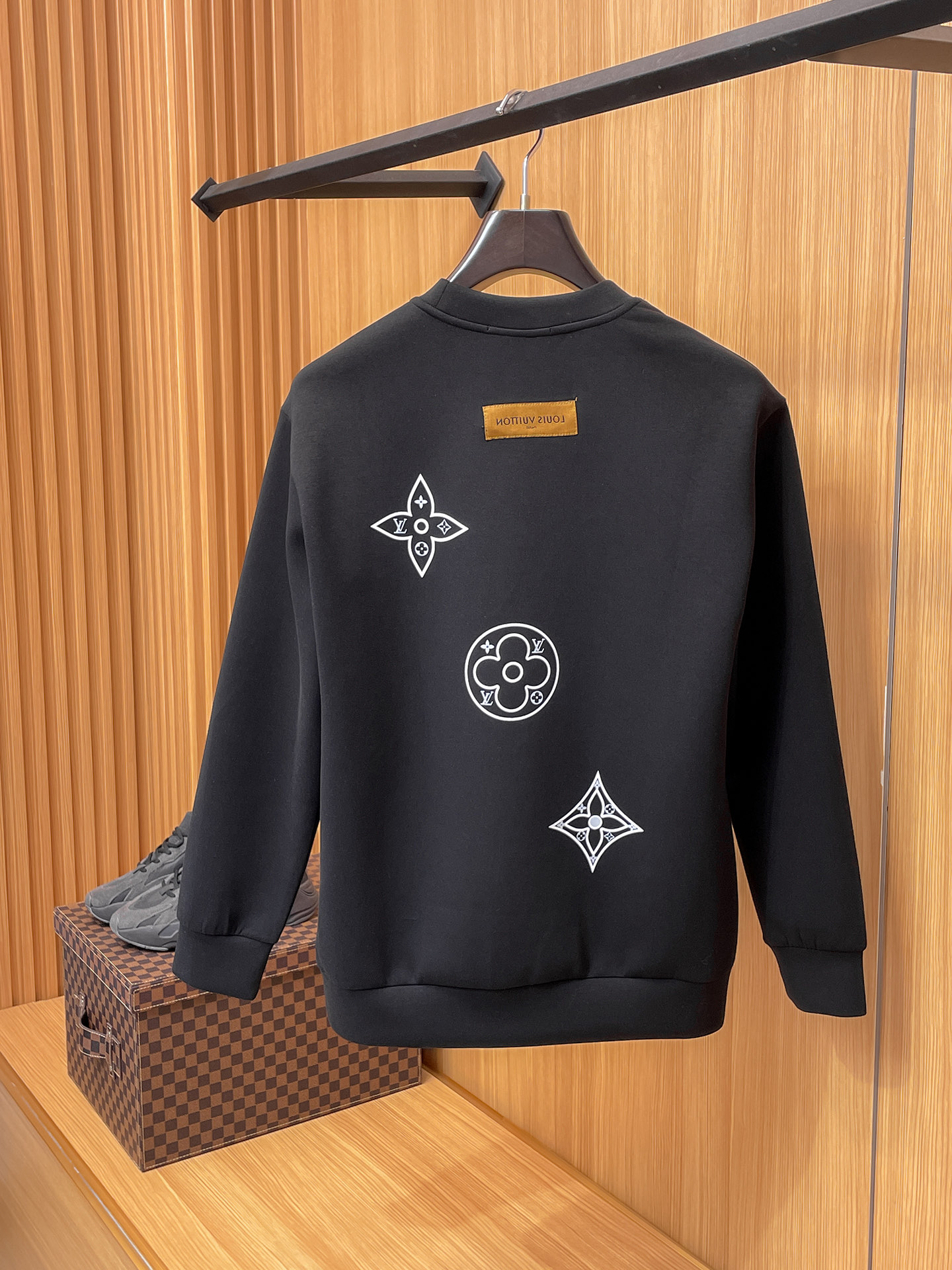 Louis Vuitton Male Hoodie Cotton Black Xs-s-m-l
