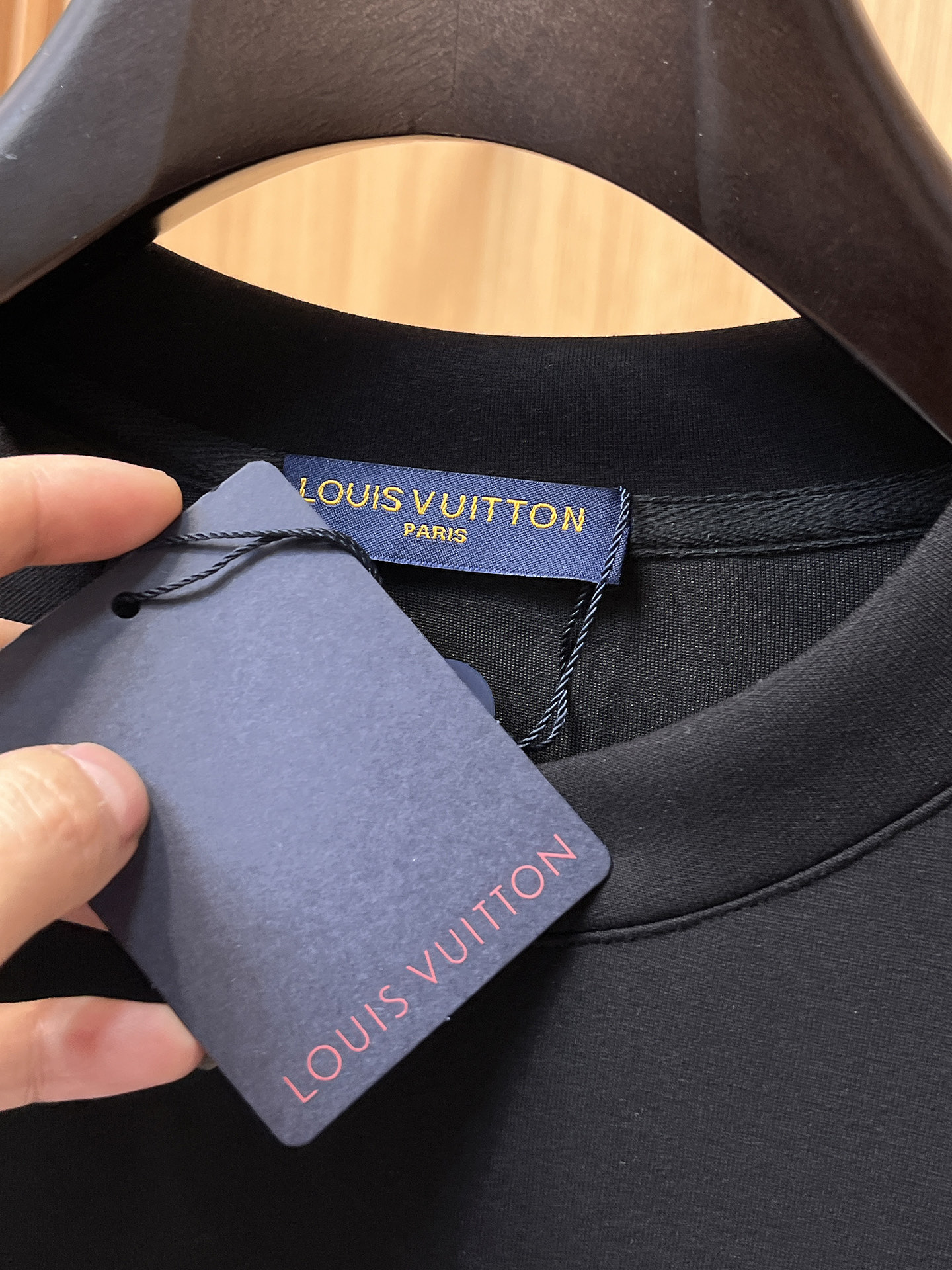 Louis Vuitton Male Hoodie Cotton Black Xs-s-m-l