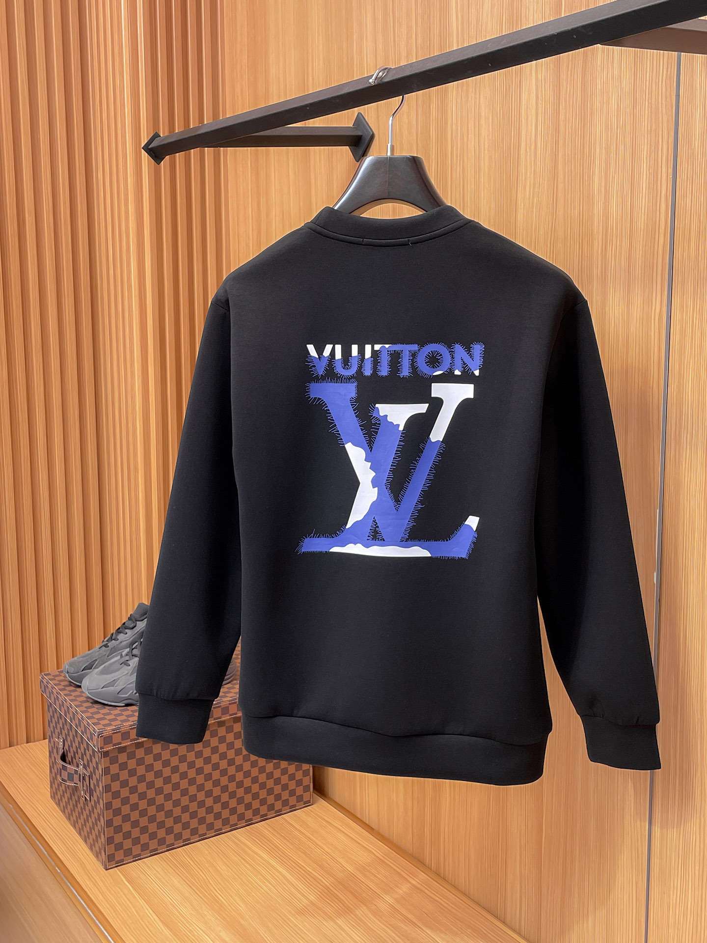Louis Vuitton Male Hoodie Cotton Black Xs-s-m-l