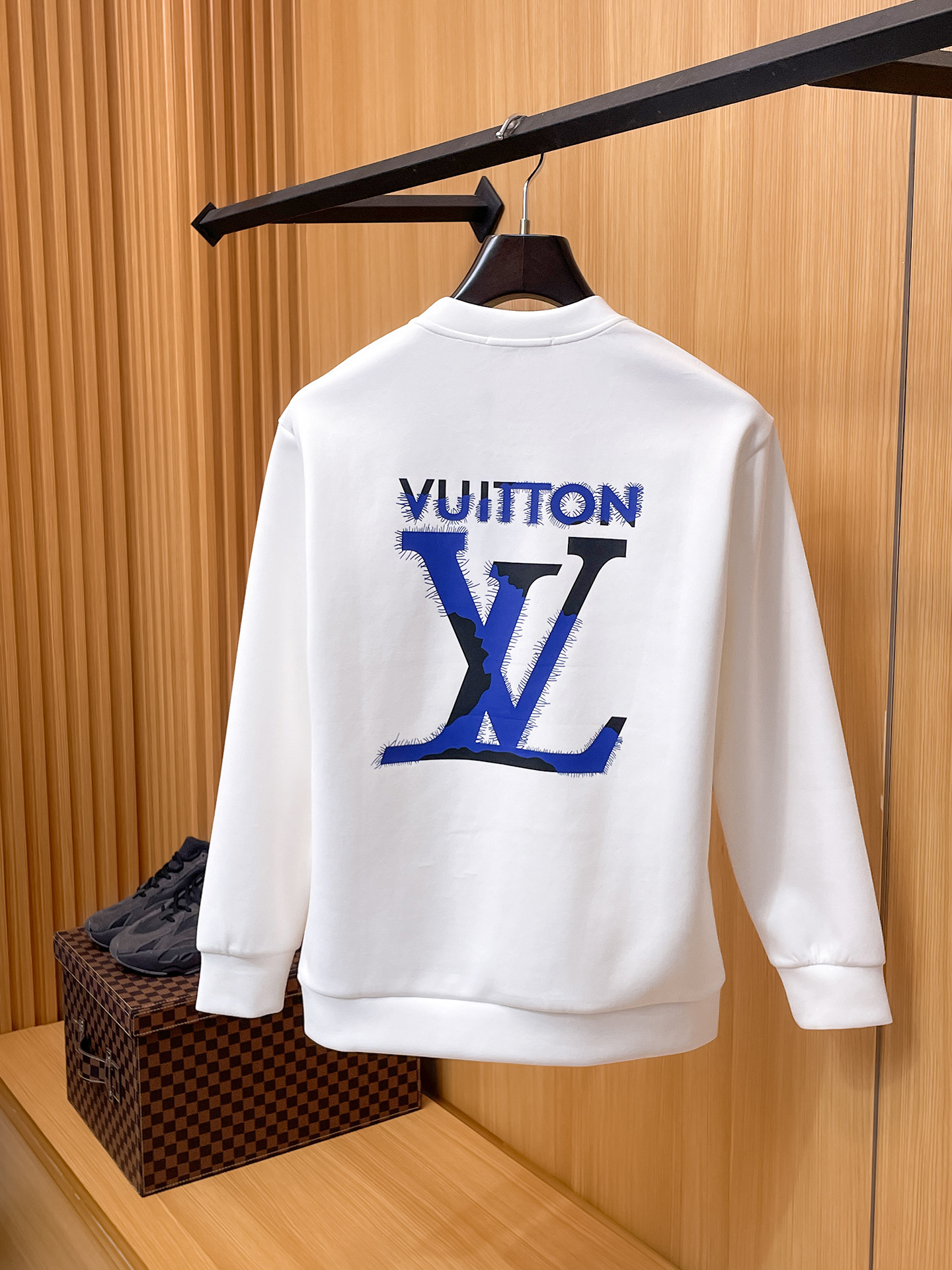 Louis Vuitton Male Hoodie Cotton Black Xs-s-m-l