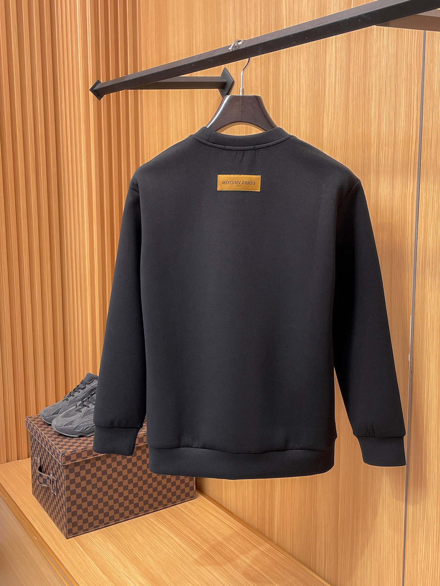 Louis Vuitton Male Hoodie Cotton Black Xs-s-m-l