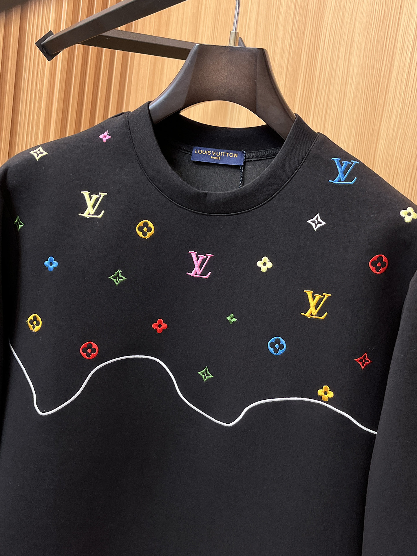 Louis Vuitton Male Hoodie Cotton Black Xs-s-m-l