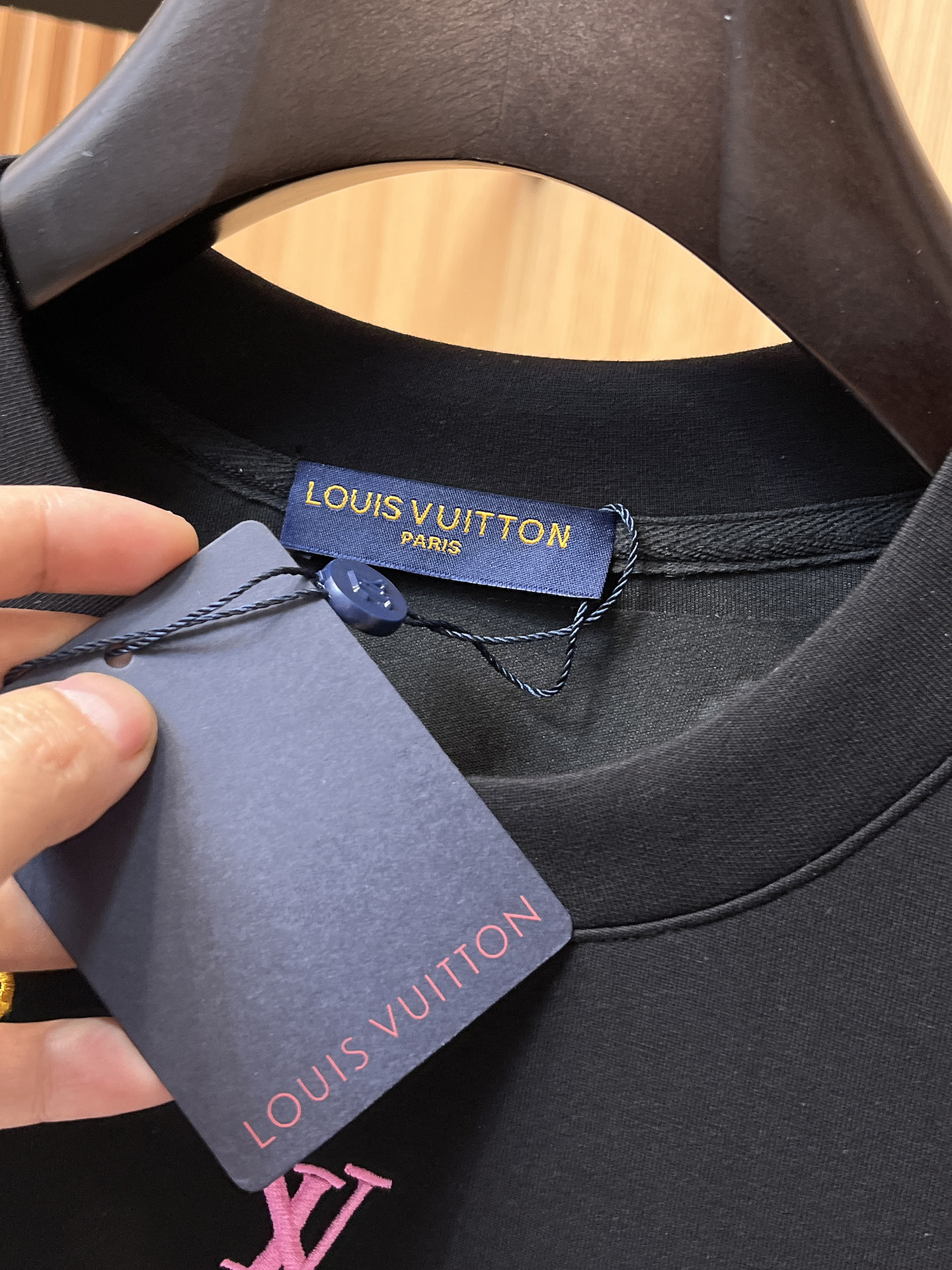Louis Vuitton Male Hoodie Cotton Black Xs-s-m-l
