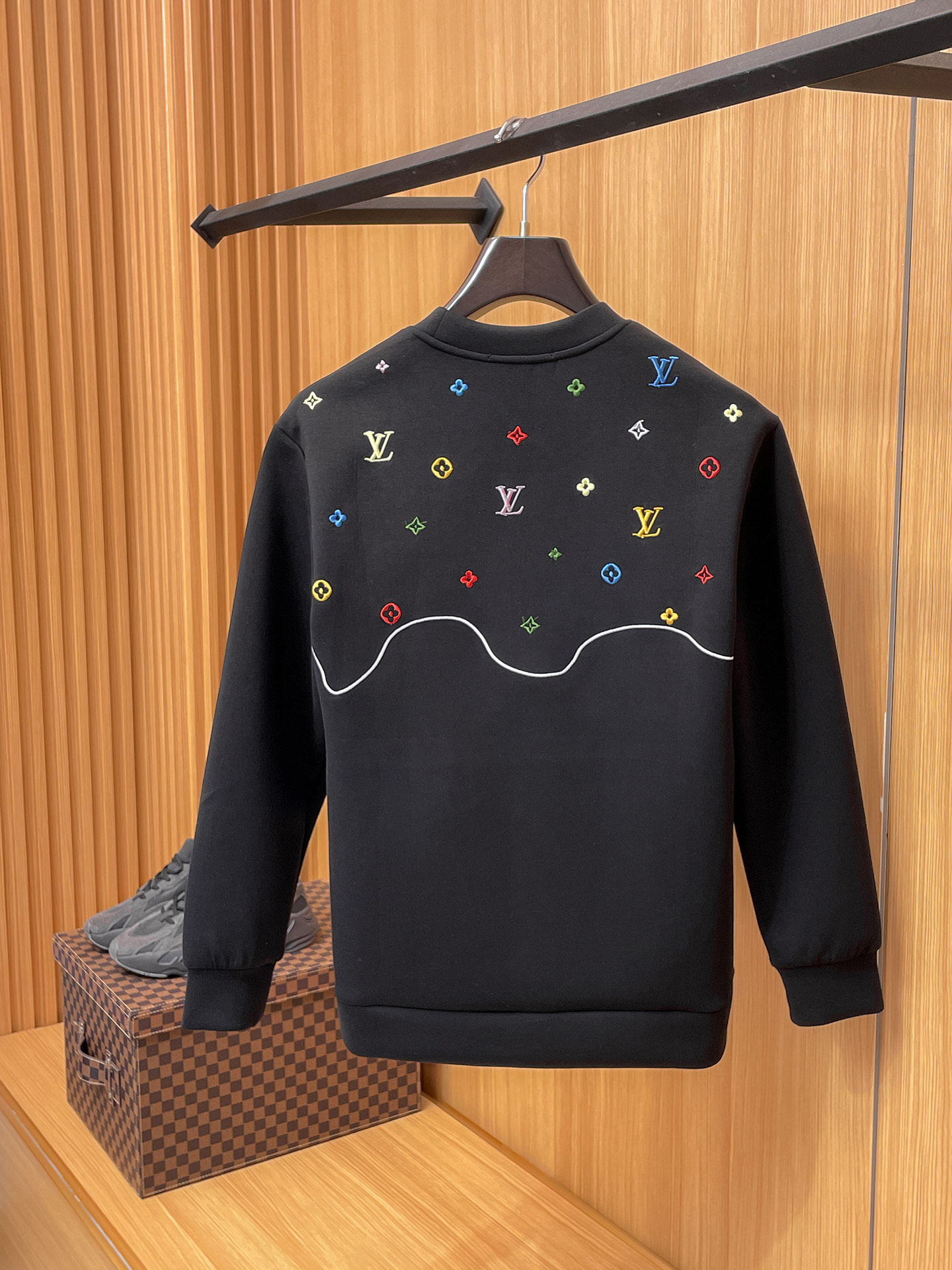 Louis Vuitton Male Hoodie Cotton Black Xs-s-m-l