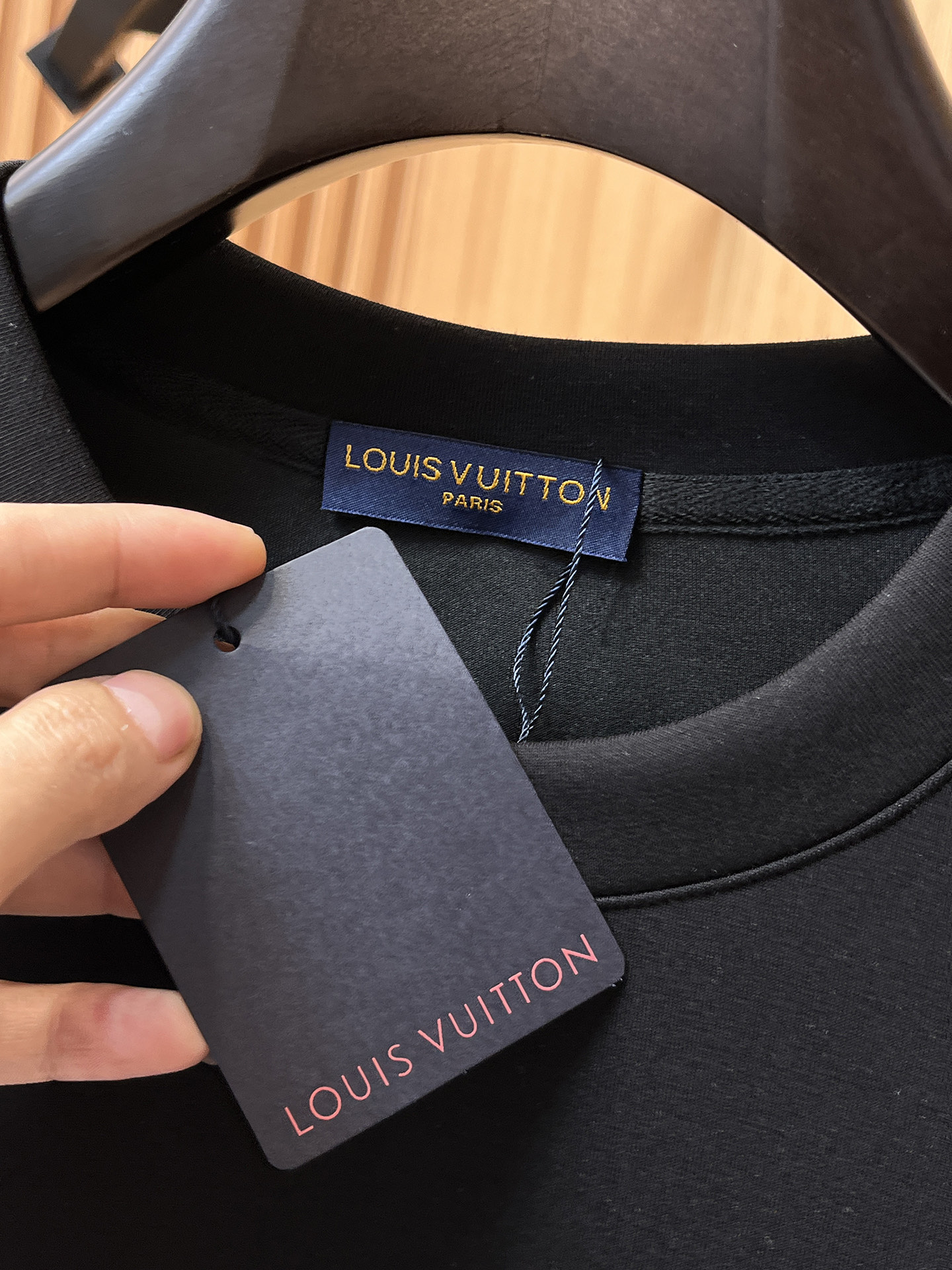 Louis Vuitton Male Hoodie Cotton Black Xs-s-m-l