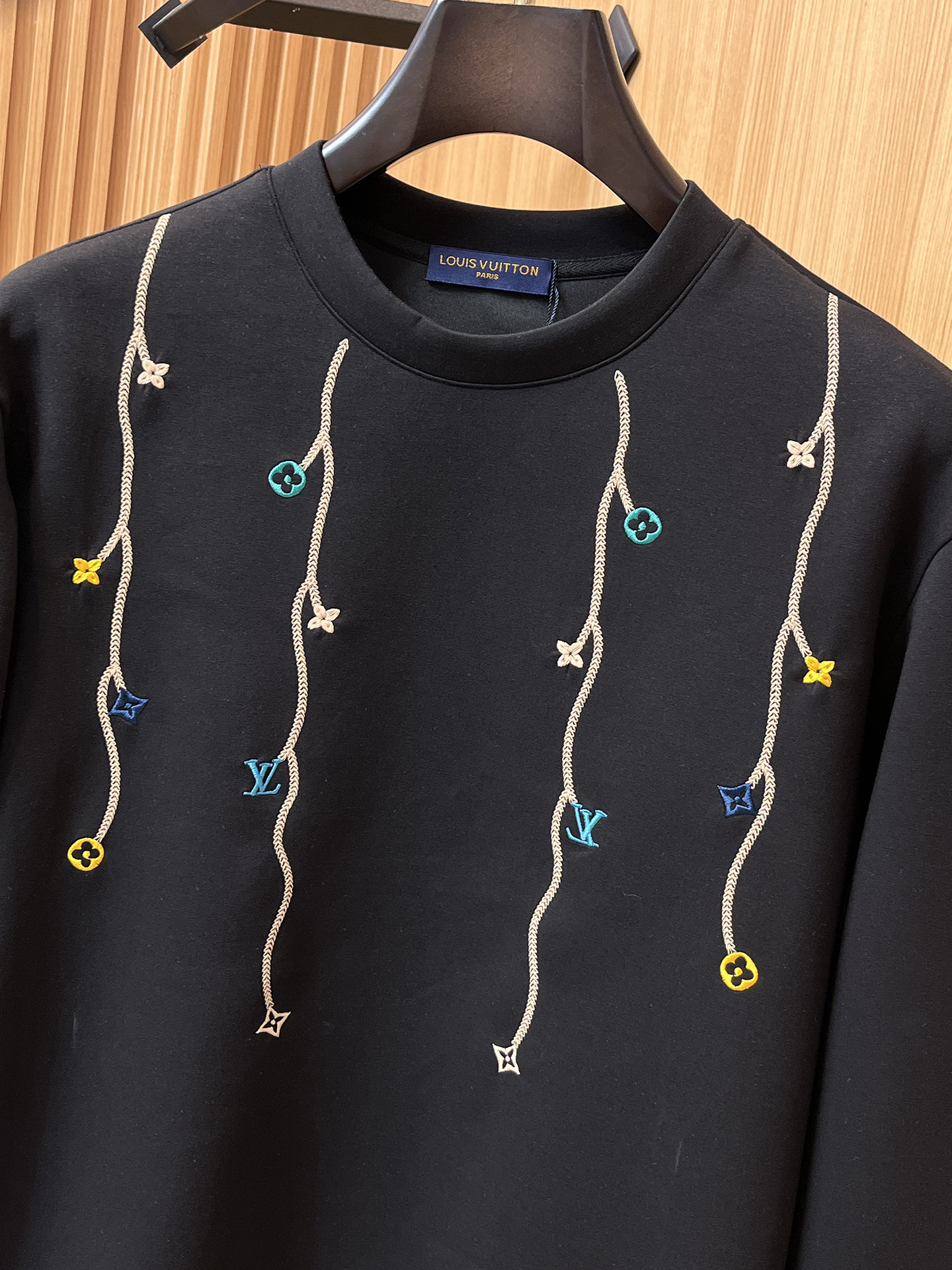 Louis Vuitton Male Hoodie Cotton Black Xs-s-m-l