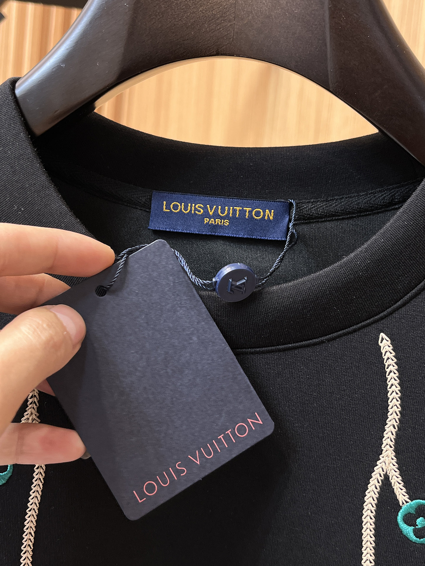 Louis Vuitton Male Hoodie Cotton Black Xs-s-m-l