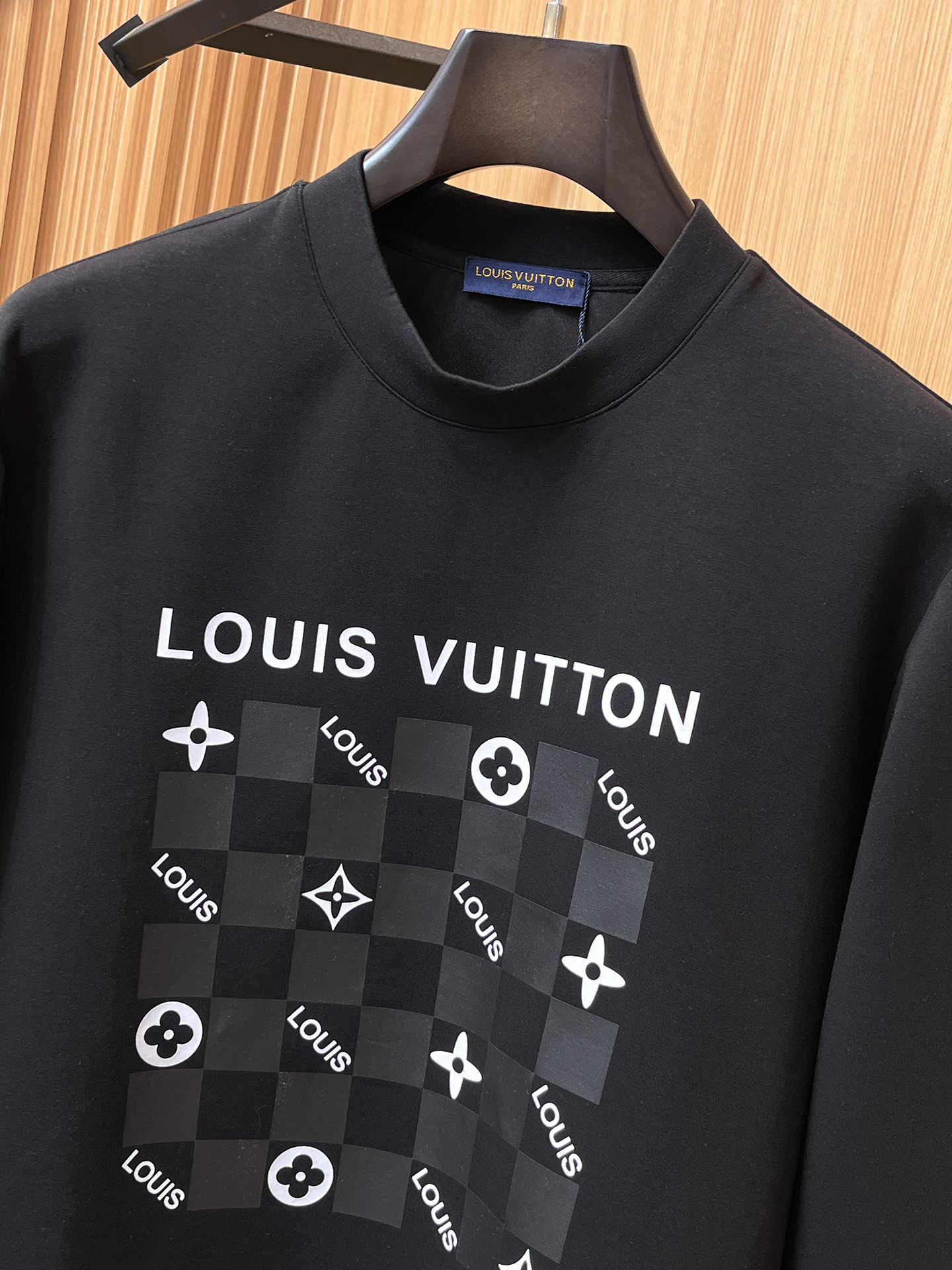 Louis Vuitton Male Hoodie Cotton Black Xs-s-m-l
