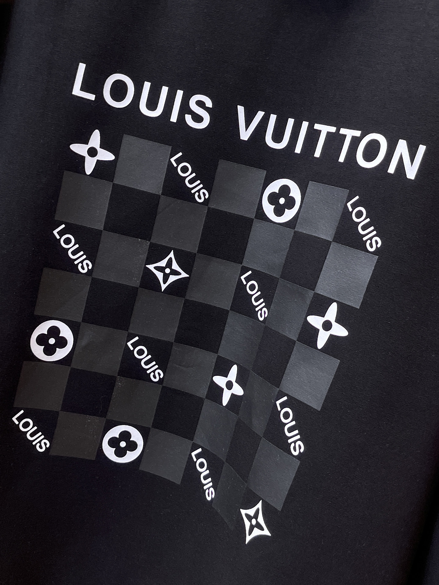 Louis Vuitton Male Hoodie Cotton Black Xs-s-m-l
