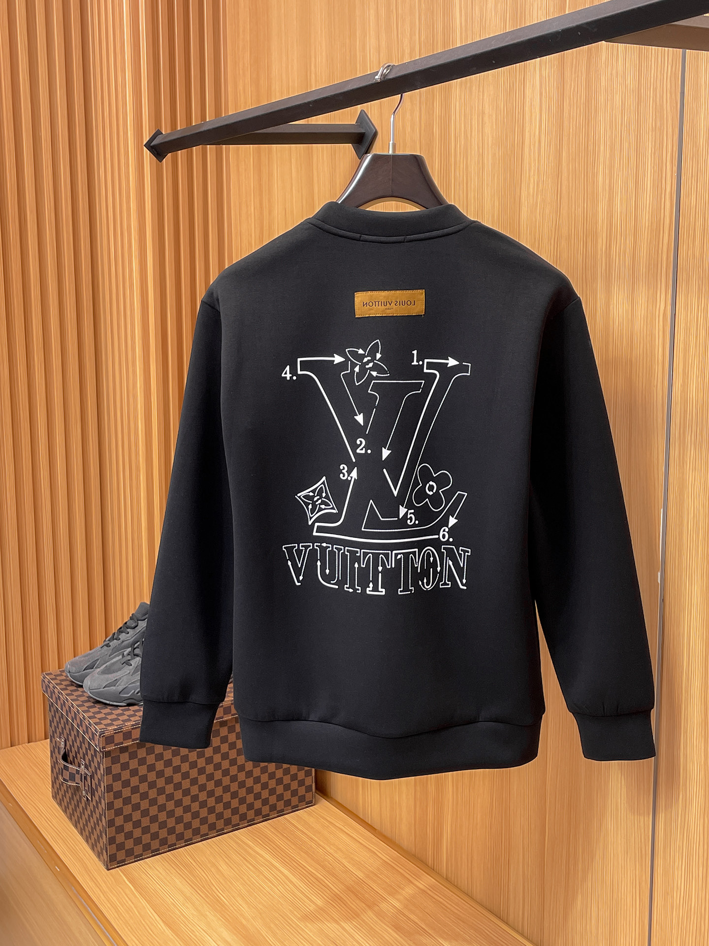 Louis Vuitton Male Hoodie Cotton Black Xs-s-m-l