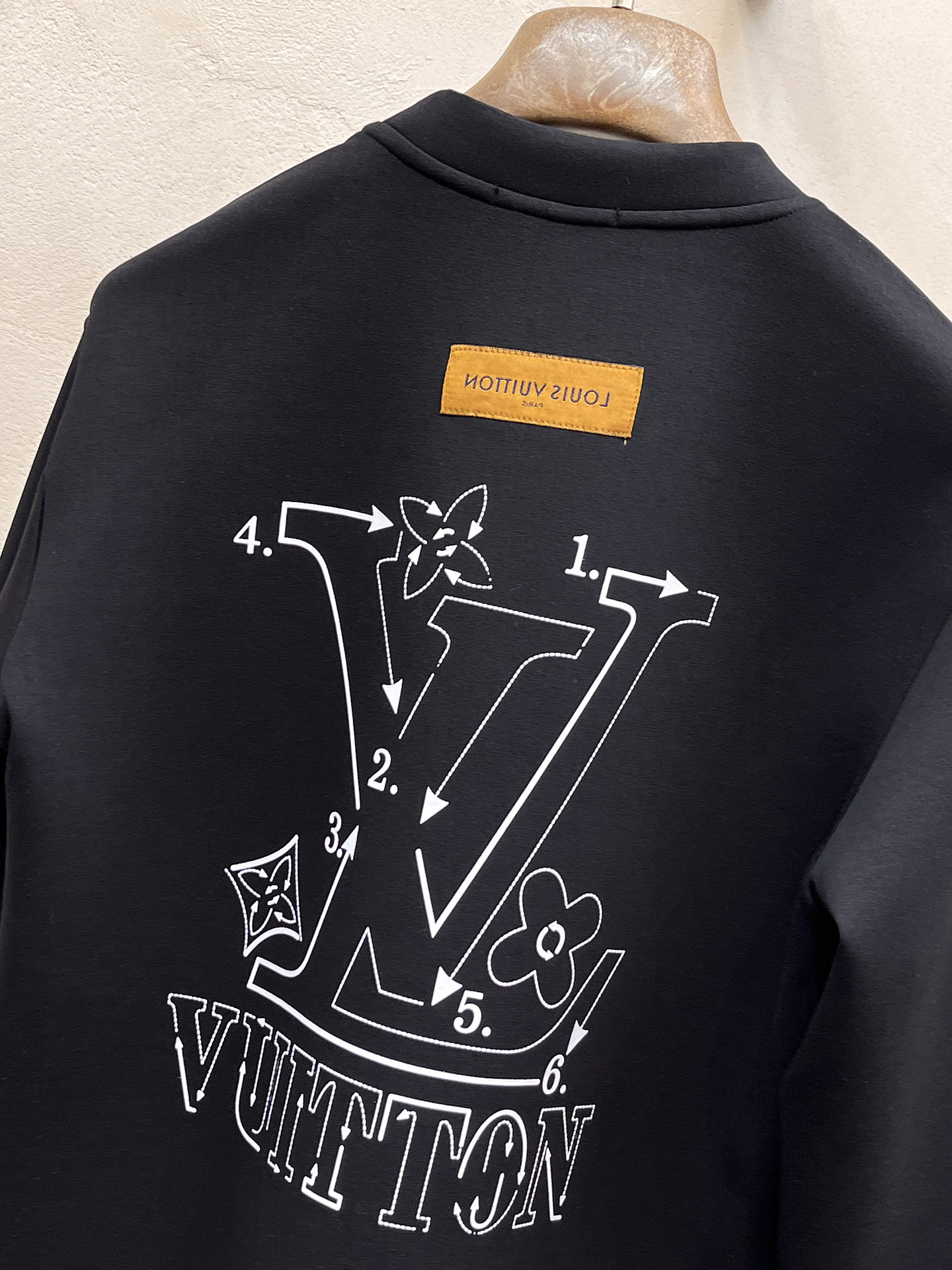 Louis Vuitton Male Hoodie Cotton Black Xs-s-m-l