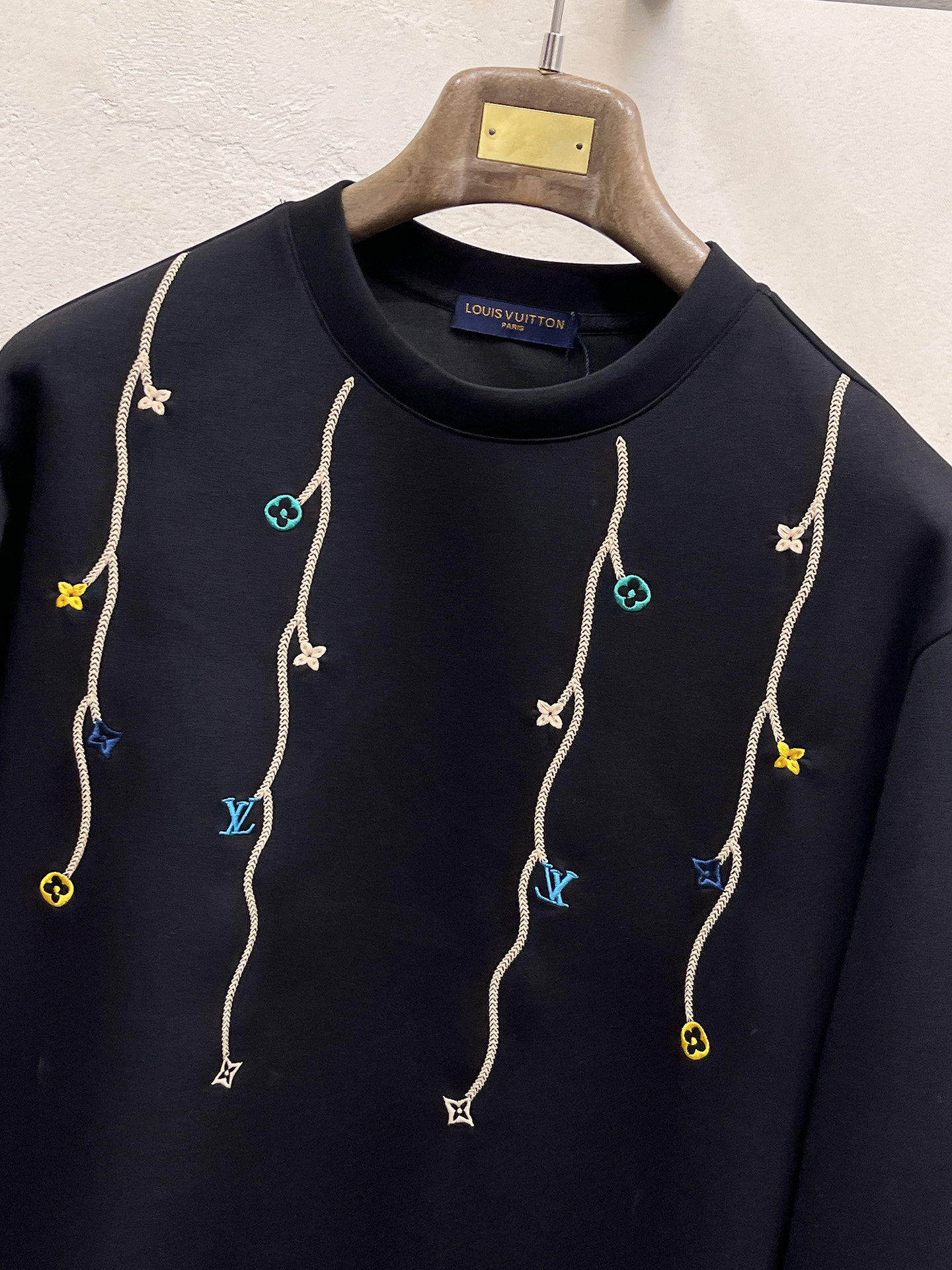 Louis Vuitton Male Hoodie Cotton Black Xs-s-m-l
