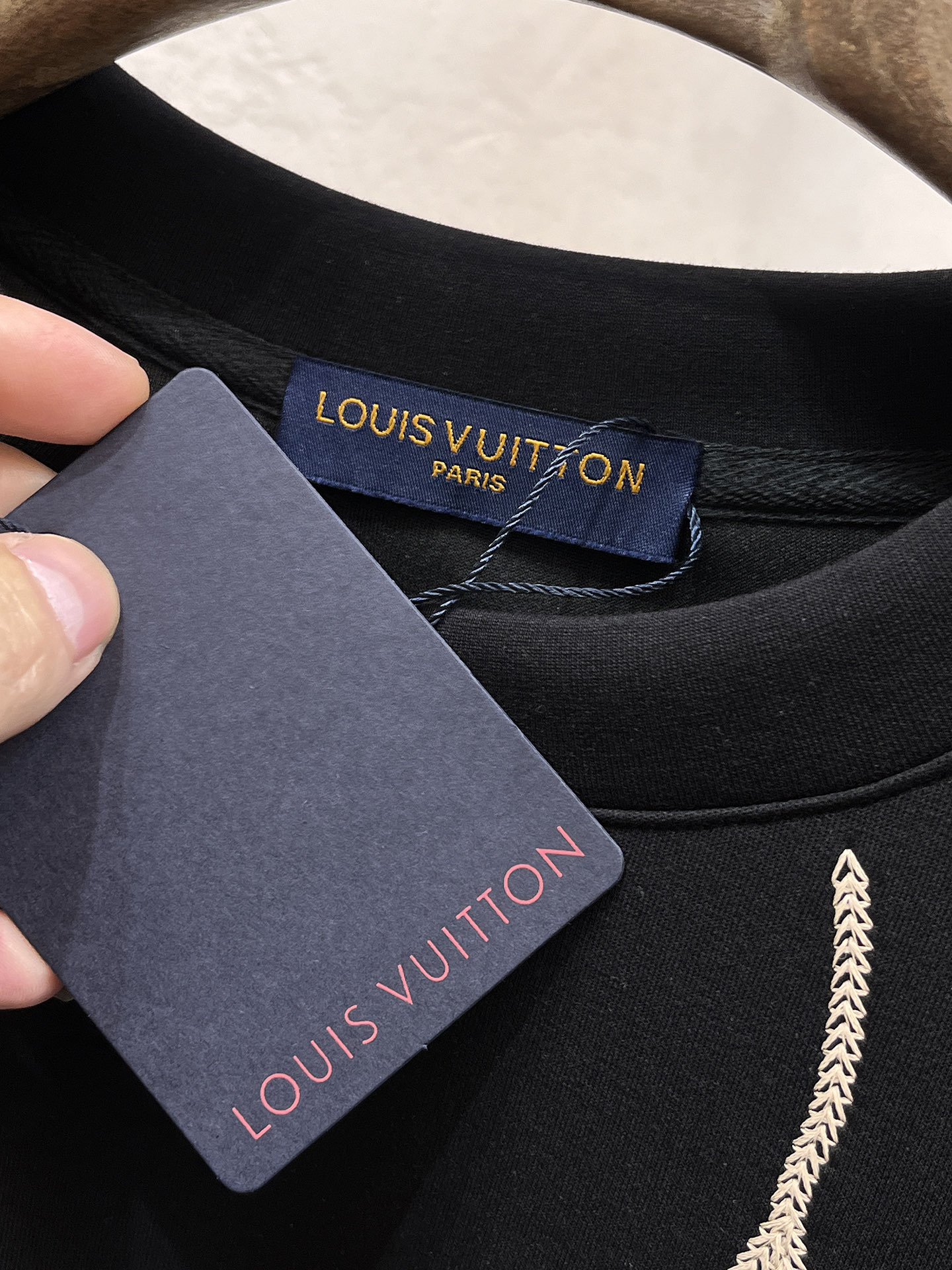 Louis Vuitton Male Hoodie Cotton Black Xs-s-m-l