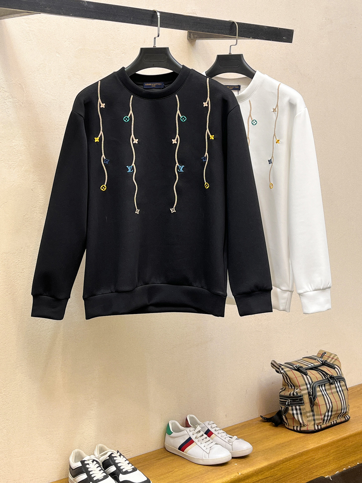 Louis Vuitton Male Hoodie Cotton Black Xs-s-m-l