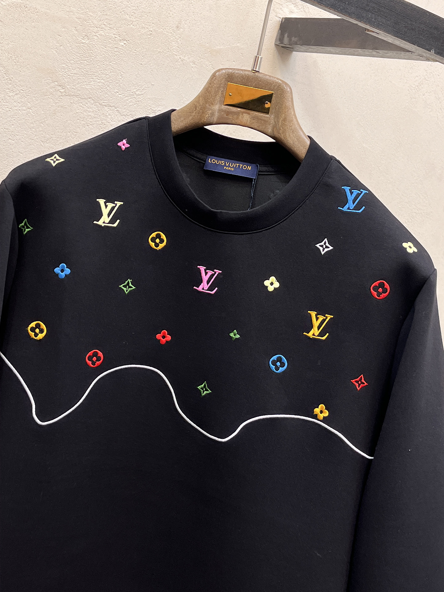 Louis Vuitton Male Hoodie Cotton Black Xs-s-m-l