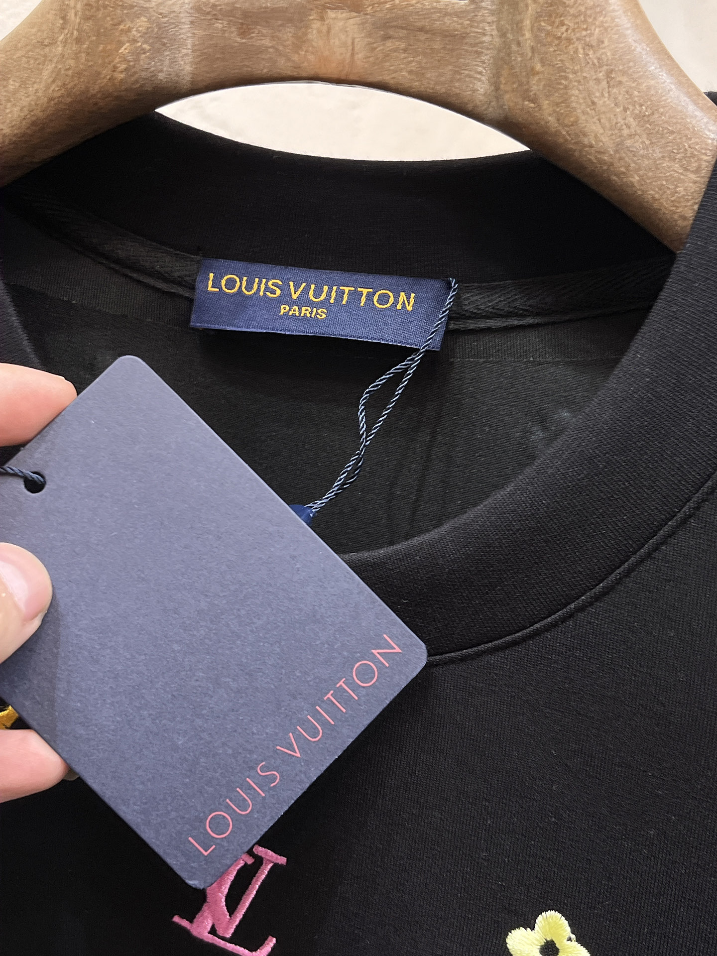 Louis Vuitton Male Hoodie Cotton Black Xs-s-m-l