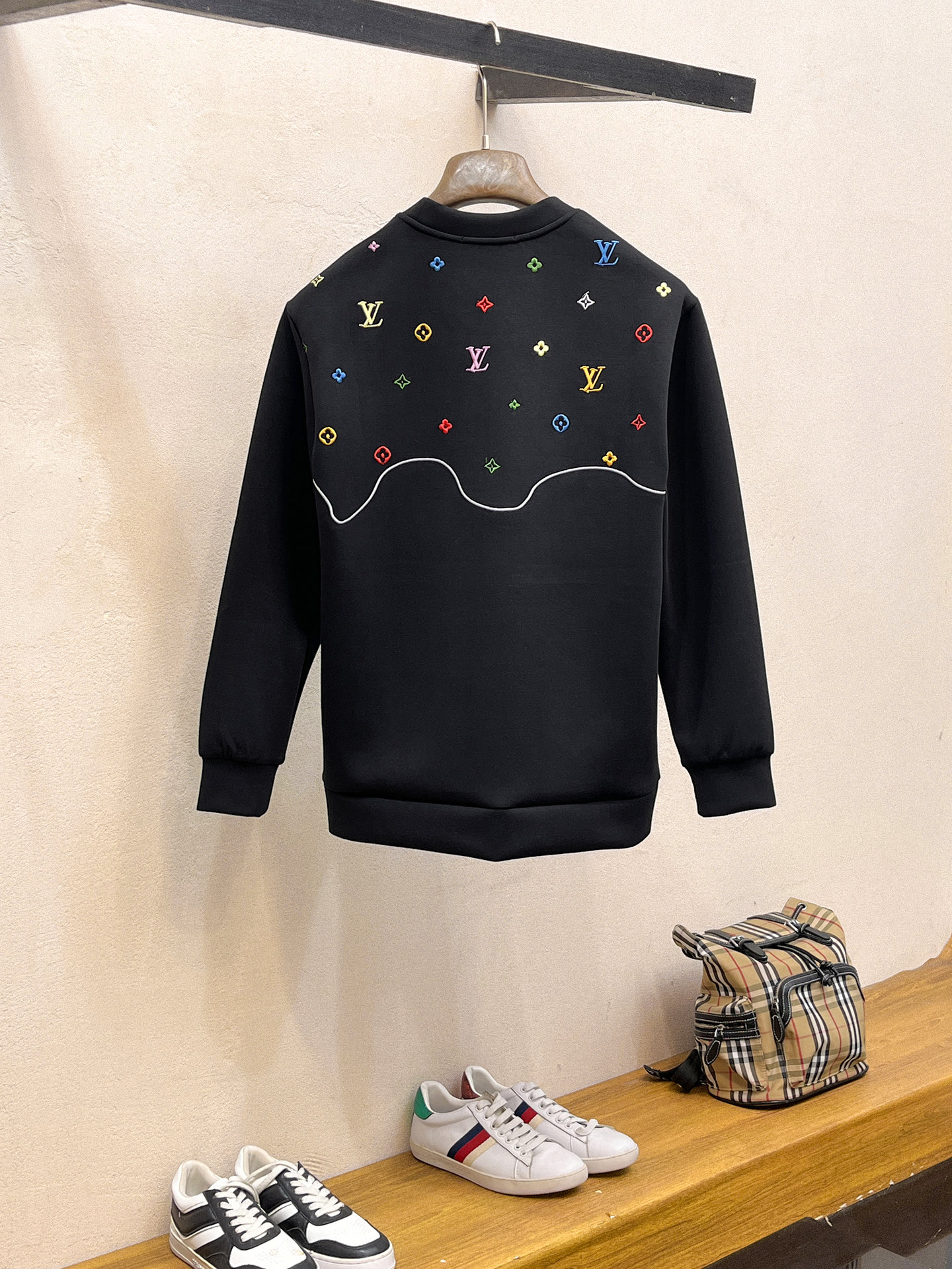 Louis Vuitton Male Hoodie Cotton Black Xs-s-m-l